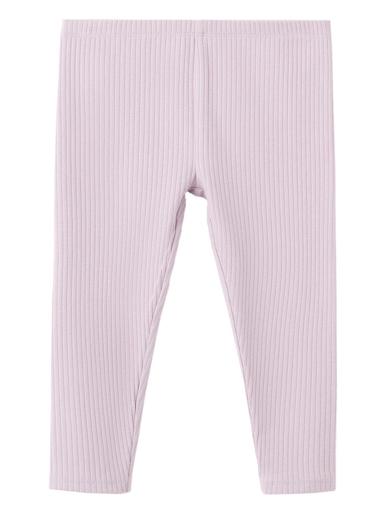 Mango Younger Girls Ribbed Leggings, Purple, Size Age: 18-24 Months