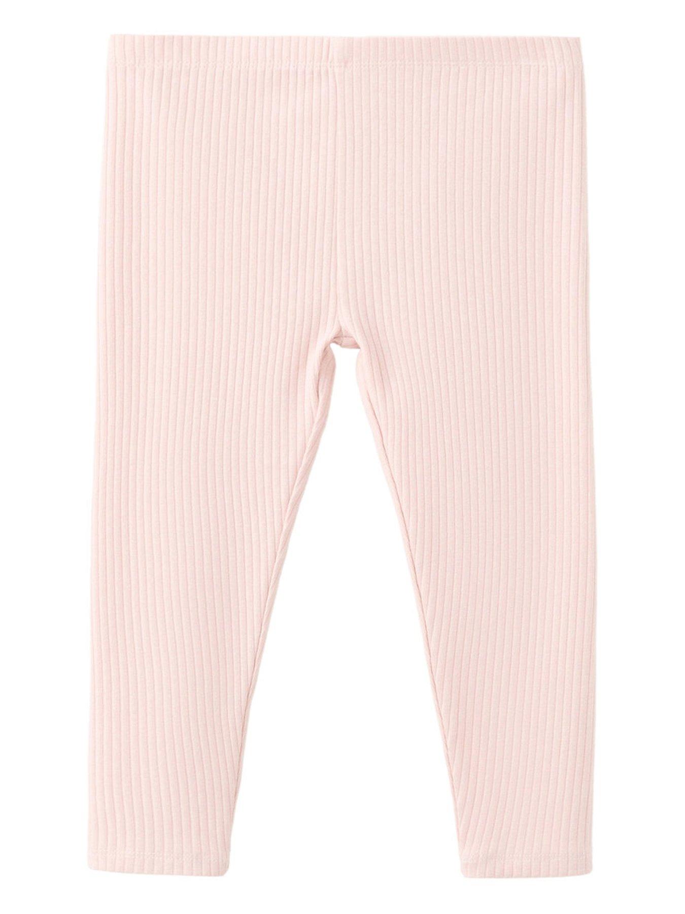 Image 1 of 4 of Mango Younger Girls Ribbed Leggings - Light Pink