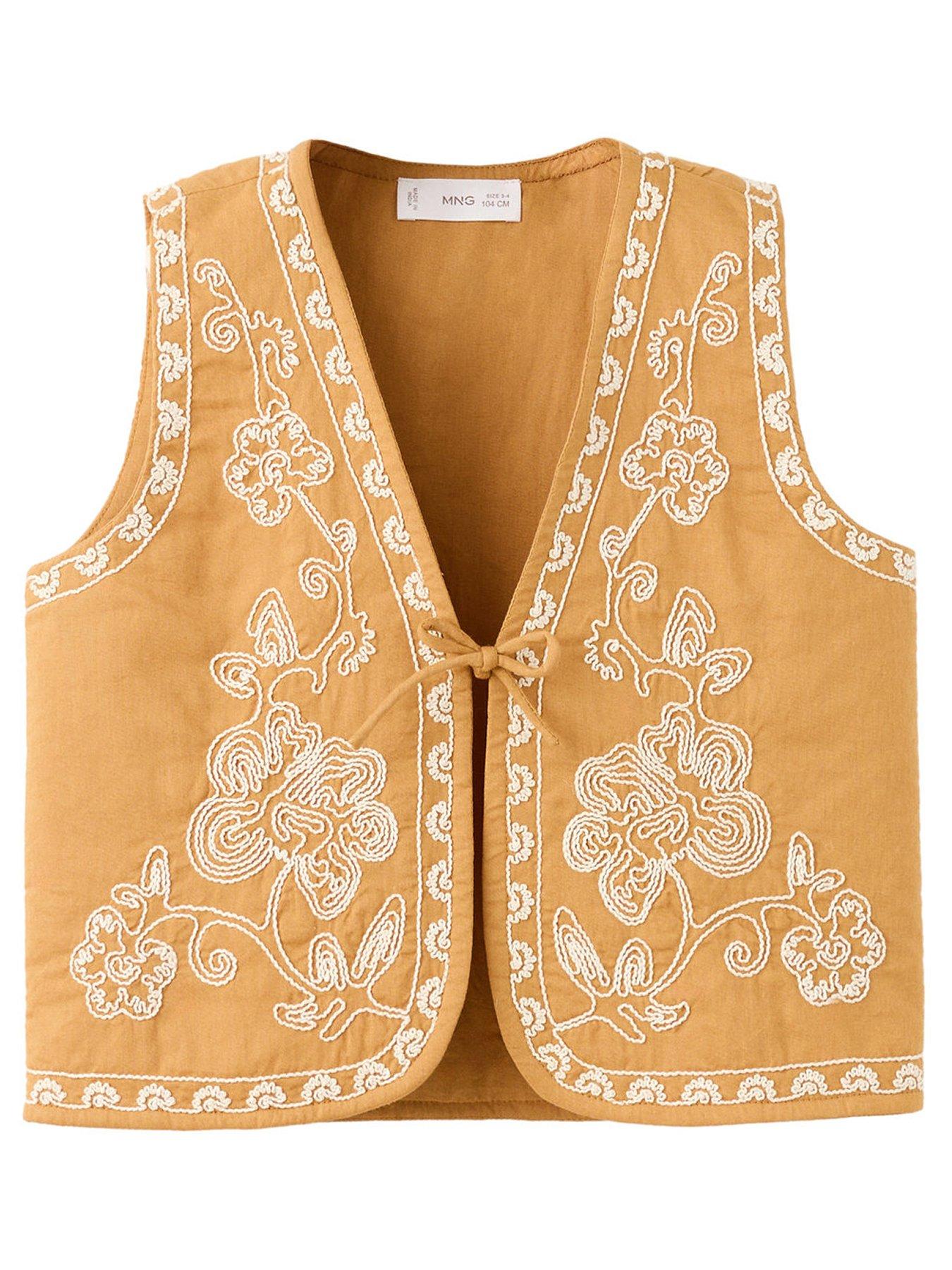 Mango Younger Girls Flower Waistcoat - Yellow