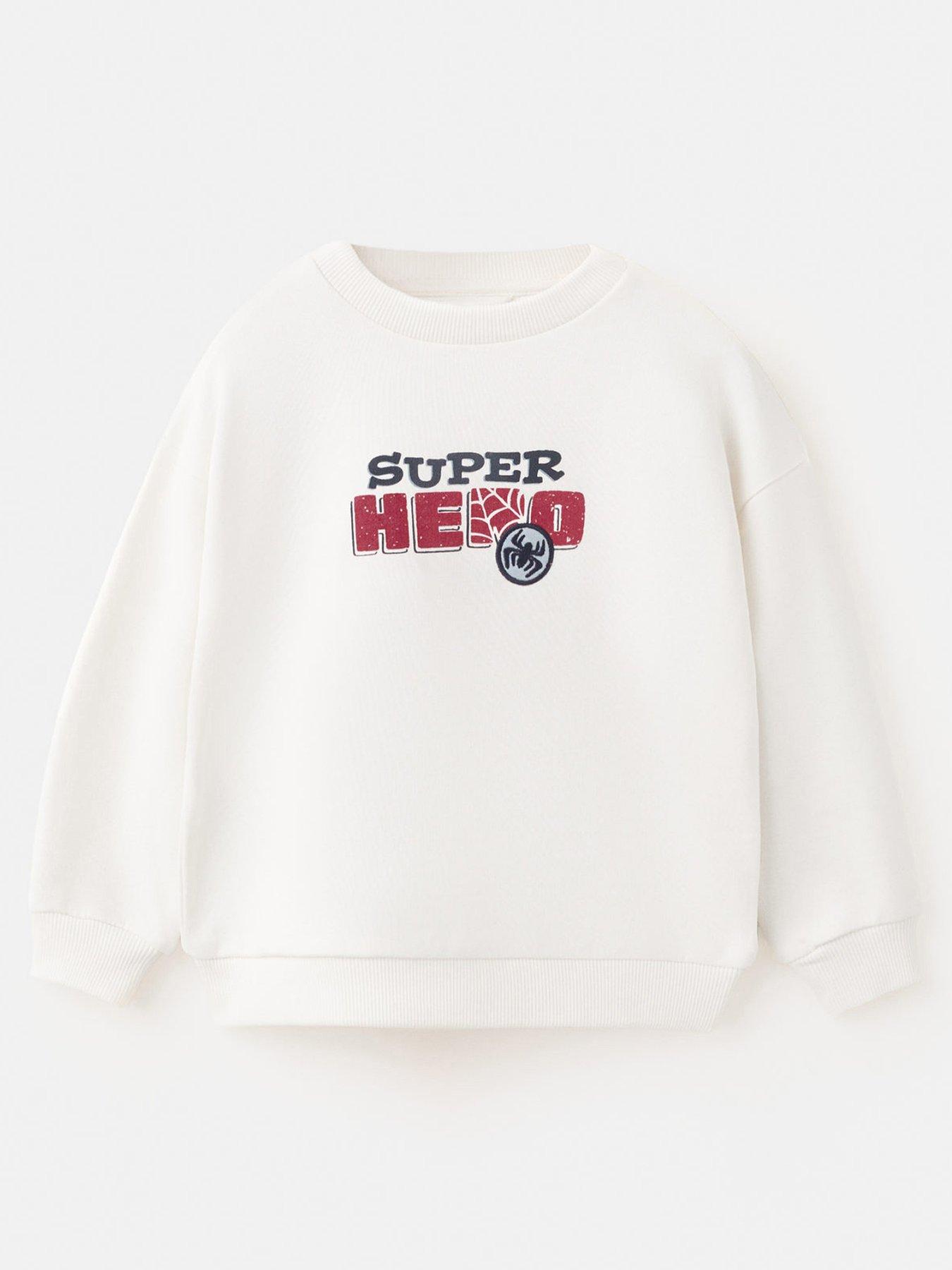 Image 2 of 4 of Mango Younger Boys Spider-Man Back Print Sweatshirt - Light Cream
