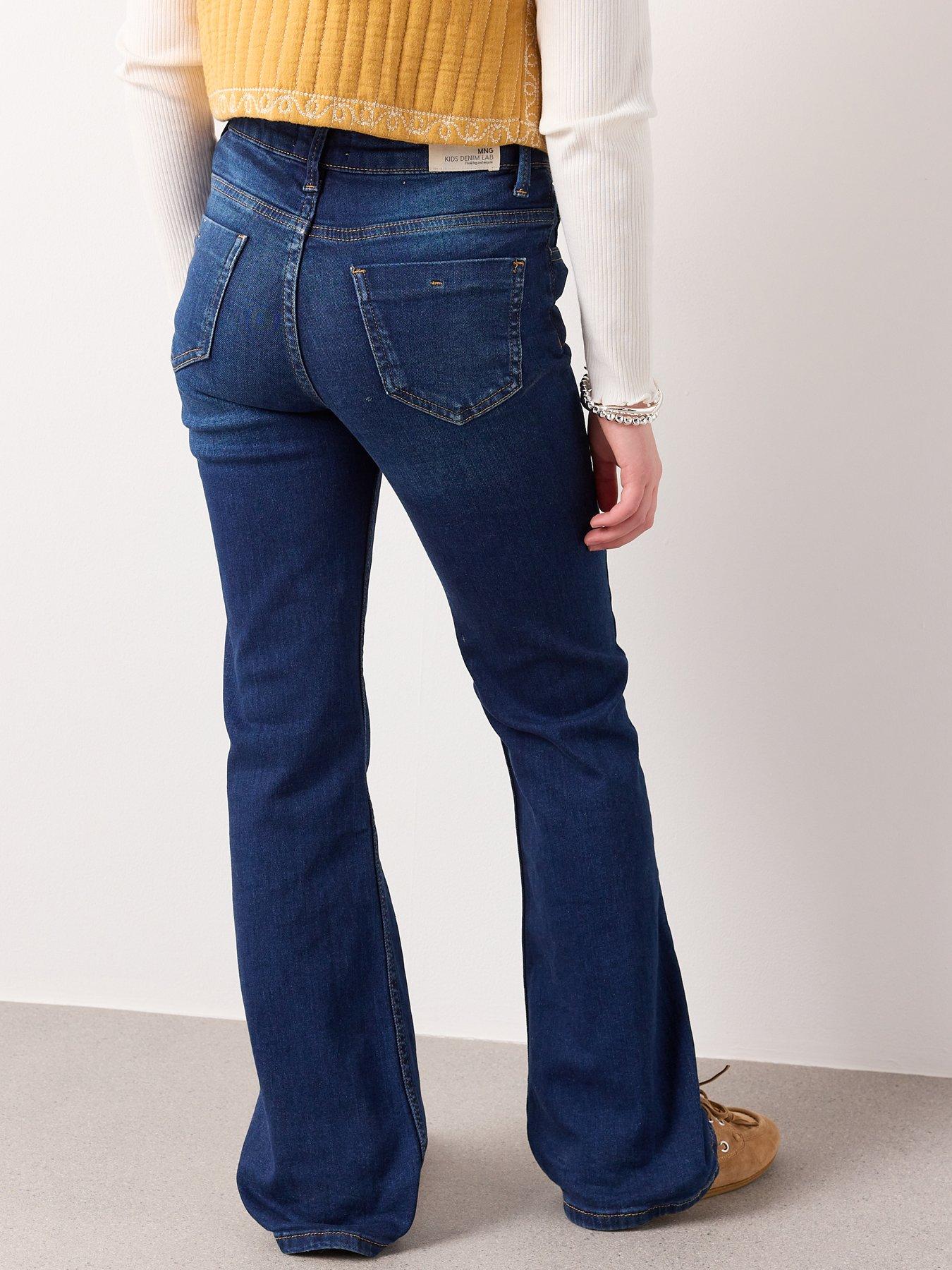 Image 3 of 7 of Mango Girls Button Up Flare Jeans - Dark Blue