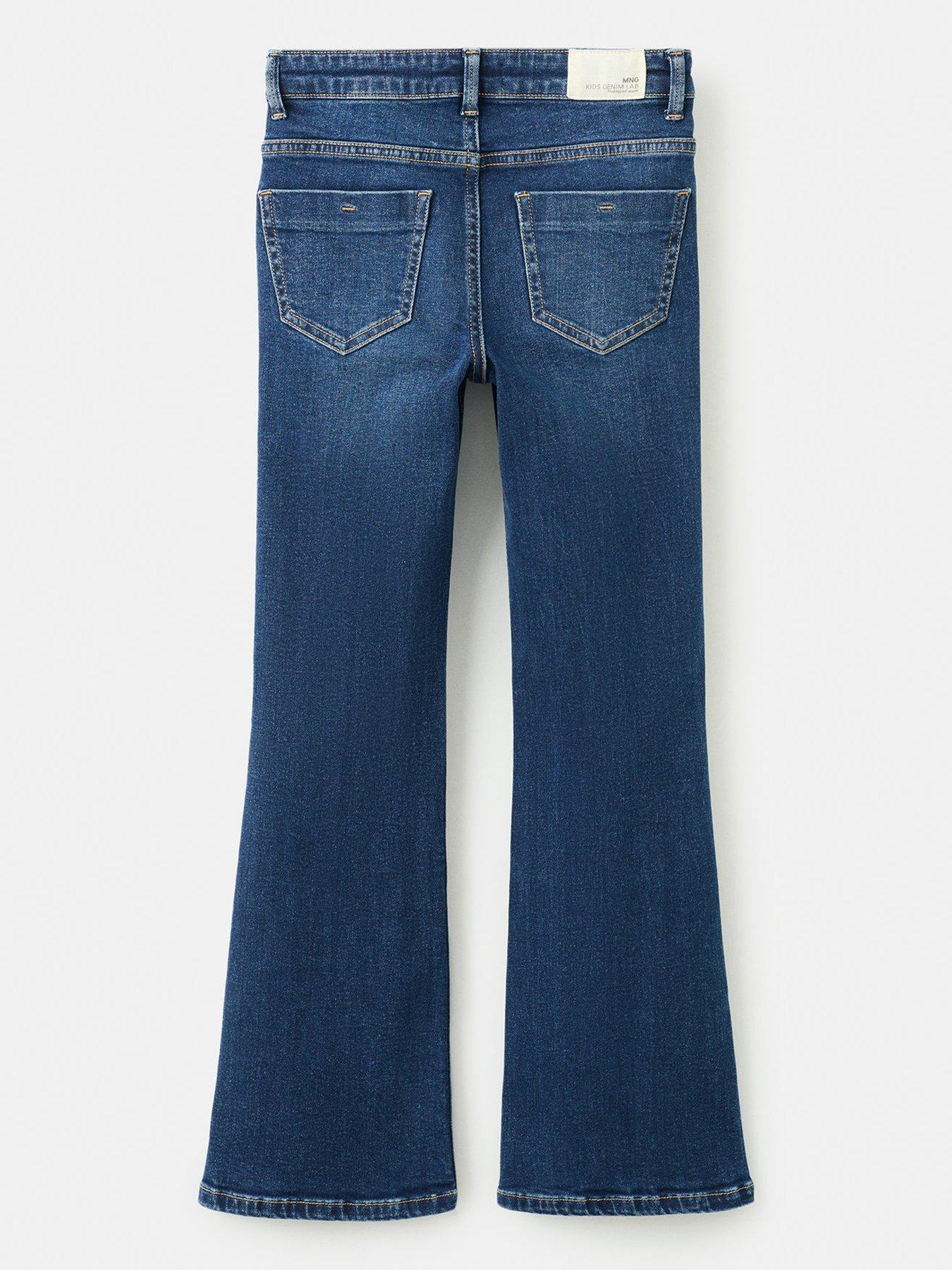 Image 2 of 4 of Mango Girls Button Up Flare Jeans - Dark Blue