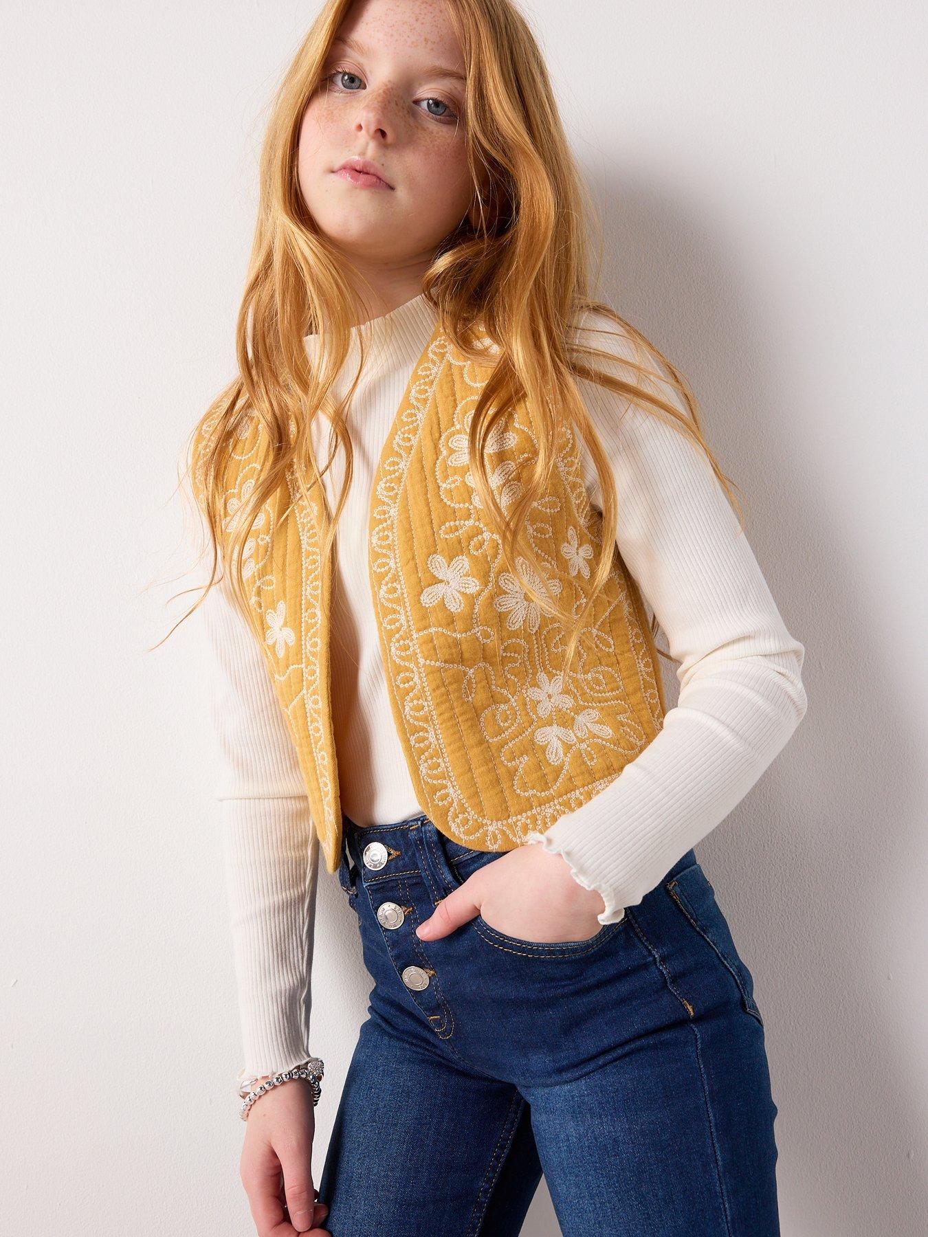 Image 4 of 7 of Mango Girls Button Up Flare Jeans - Dark Blue