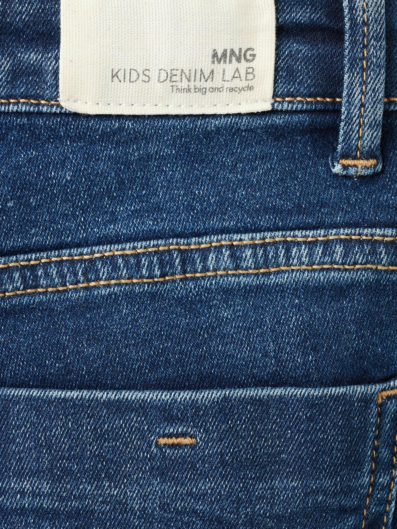 Image 4 of 4 of Mango Girls Button Up Flare Jeans - Dark Blue