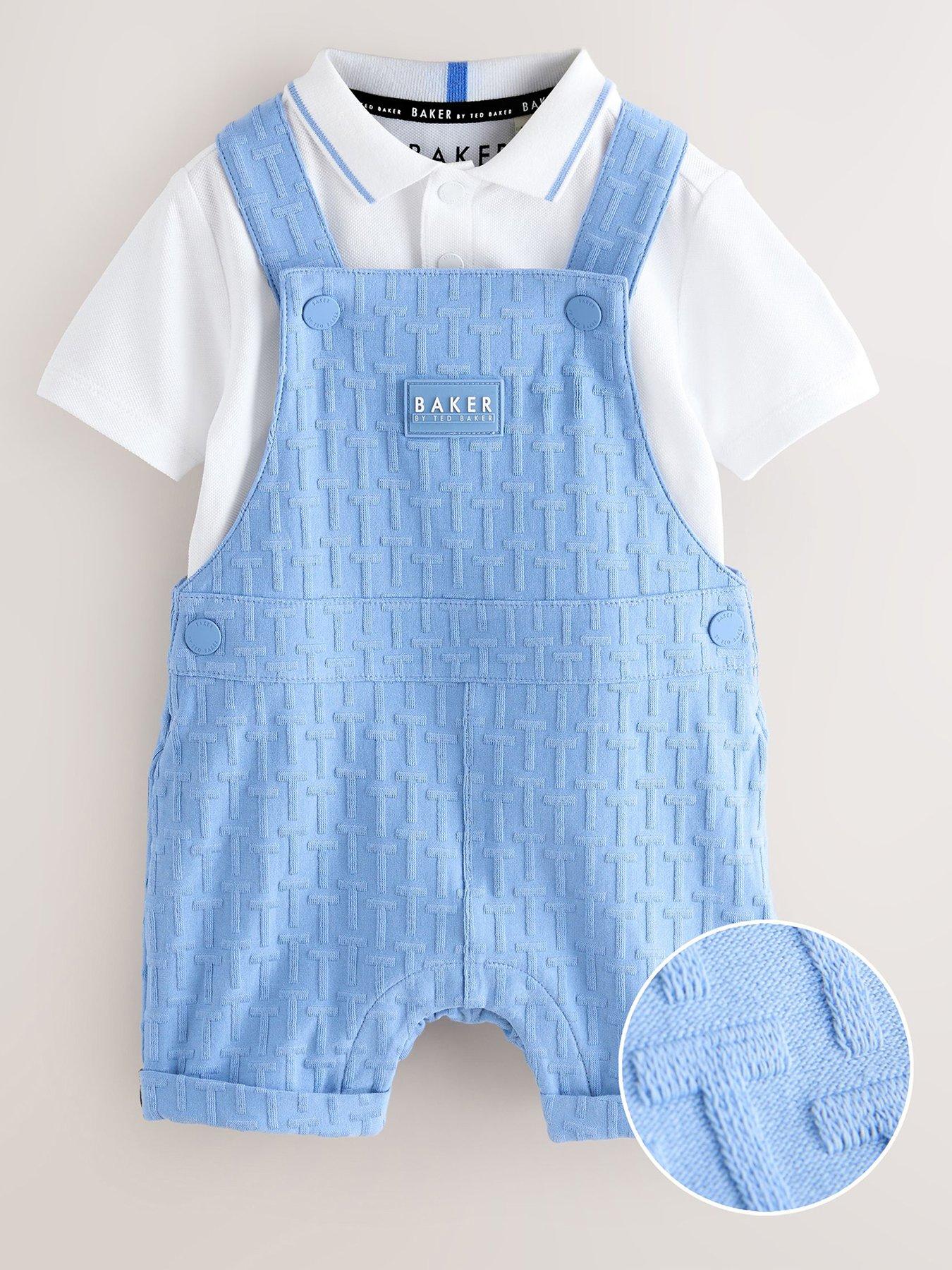 Ted Baker Baby Boys Logo Dungaree Set - Blue