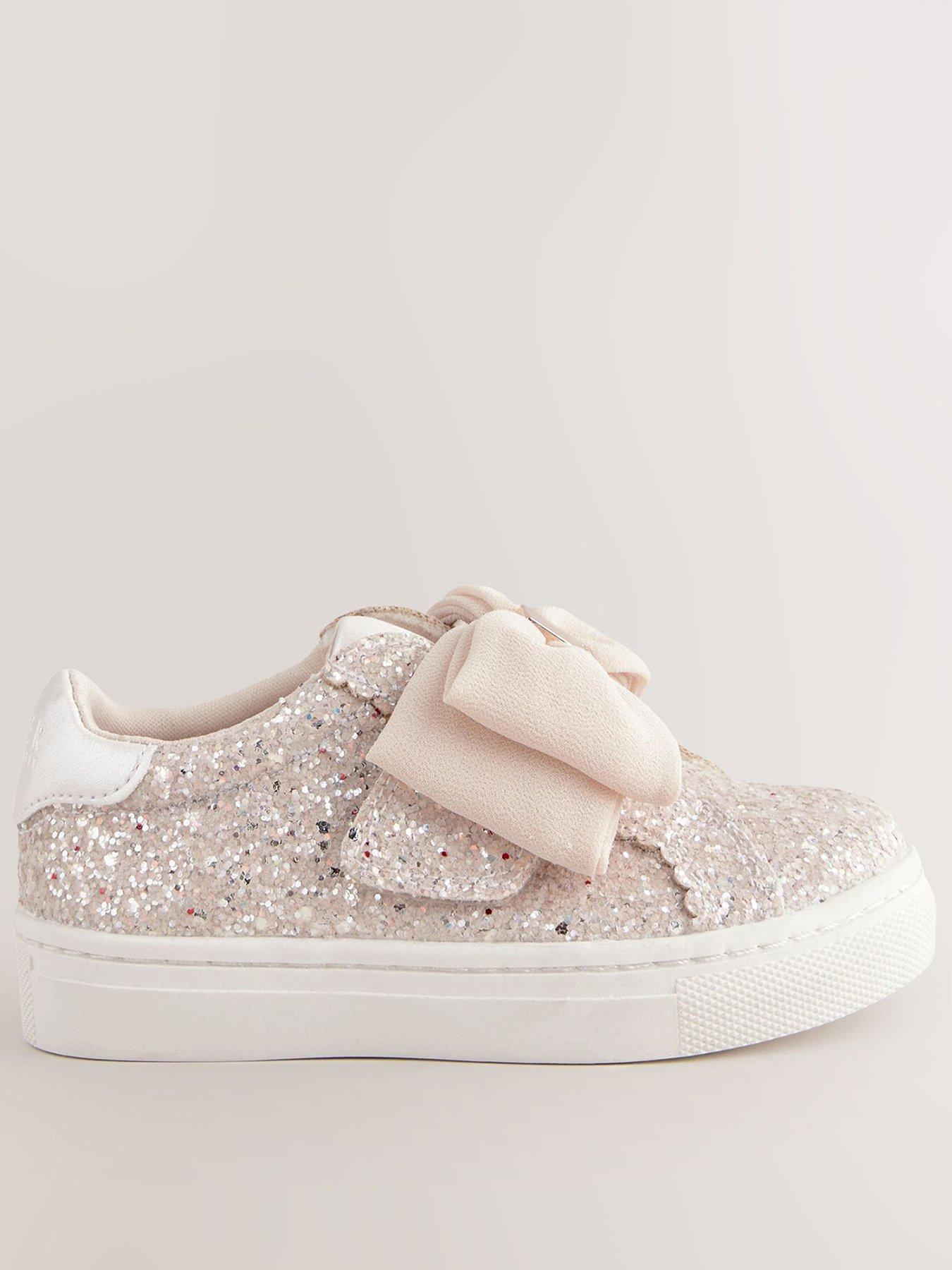Ted Baker Younger Girls Bow Glitter Trainers - Ivory