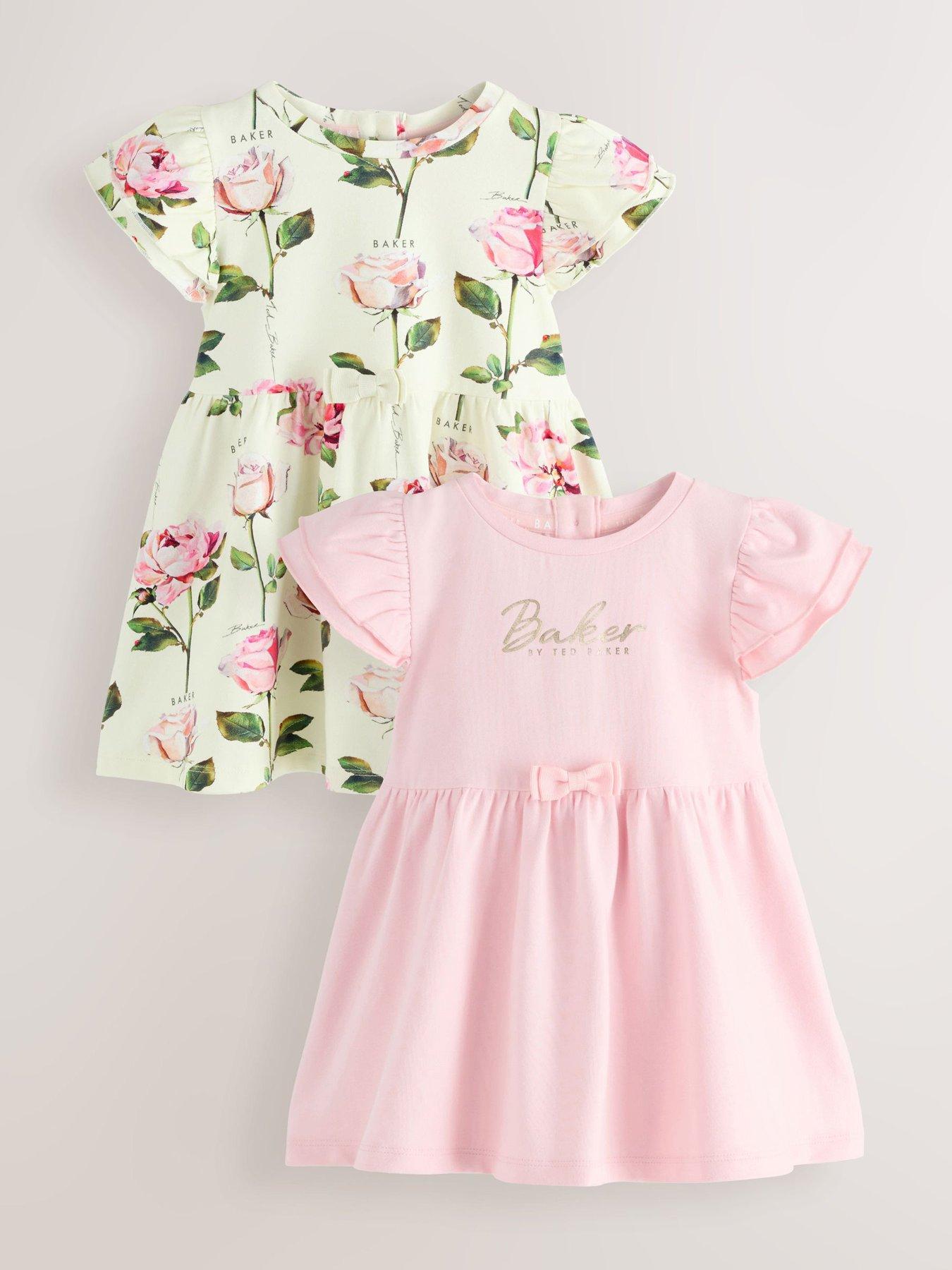 Ted Baker Younger Girls 2 Pack Floral  &  Plain Dresses - Multi