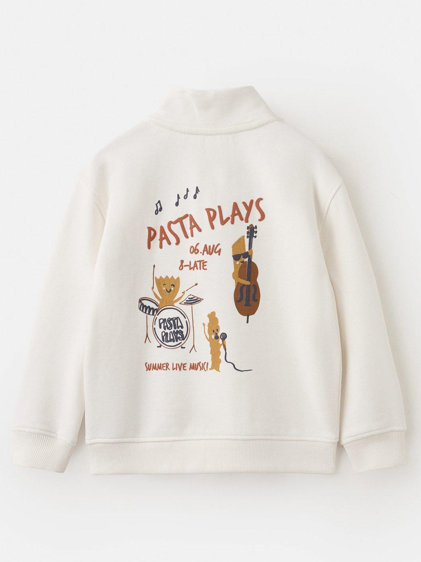 Mango Younger Boys Pasta Funnel Neck Sweatshirt - Light Cream