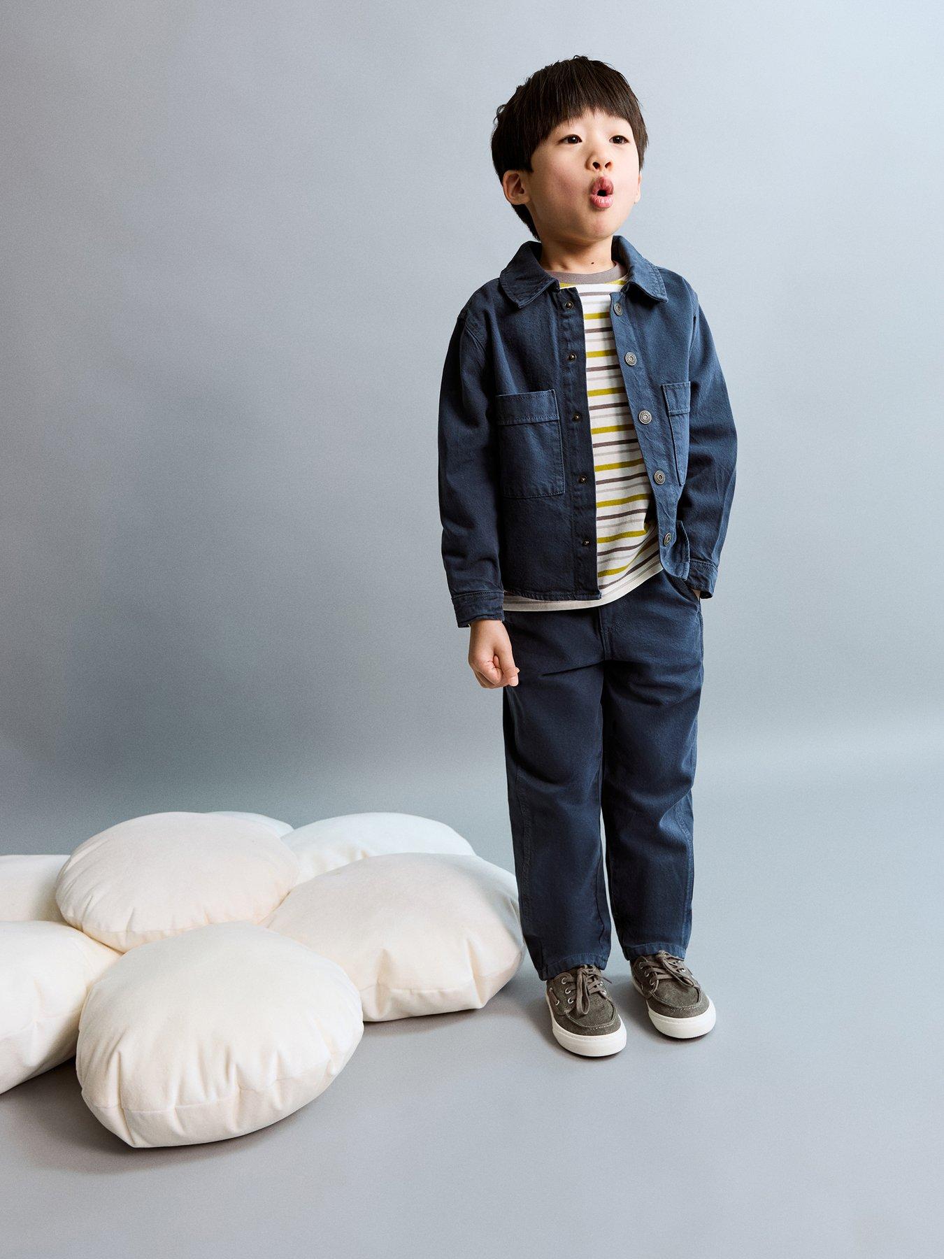 Mango Younger Boys Double Pocket Over Shirt, Navy, Size 4-5 Years