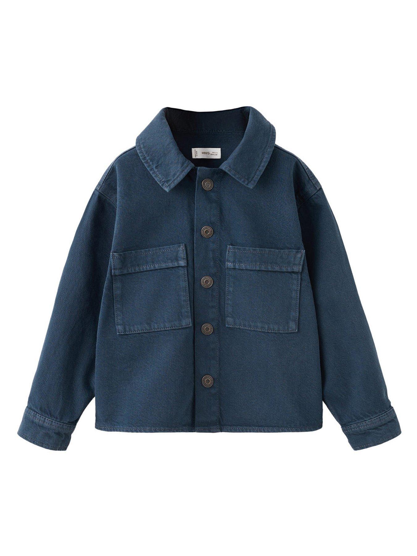 Mango Younger Boys Double Pocket Over Shirt - Navy