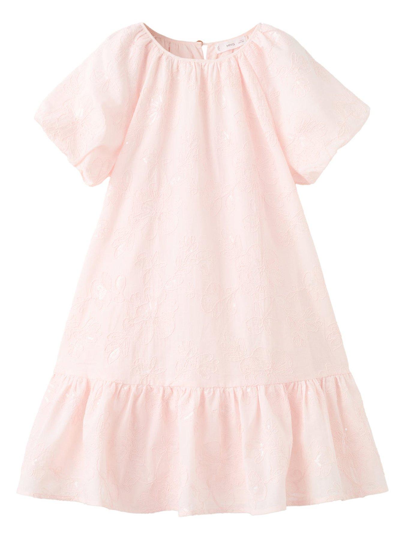 Mango Girls Sequin Flower Dress - Pink