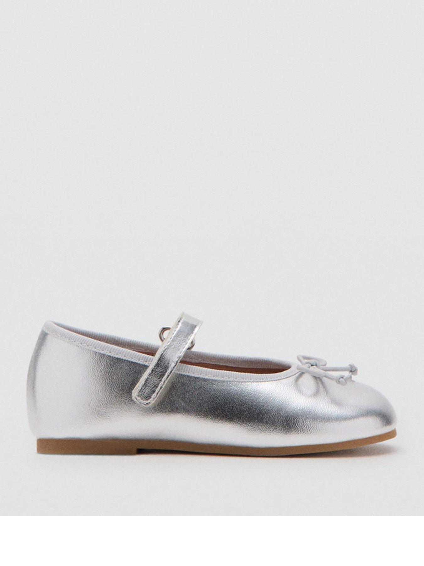 Mango Younger Girls Metallic Ballet Shoes - Silver