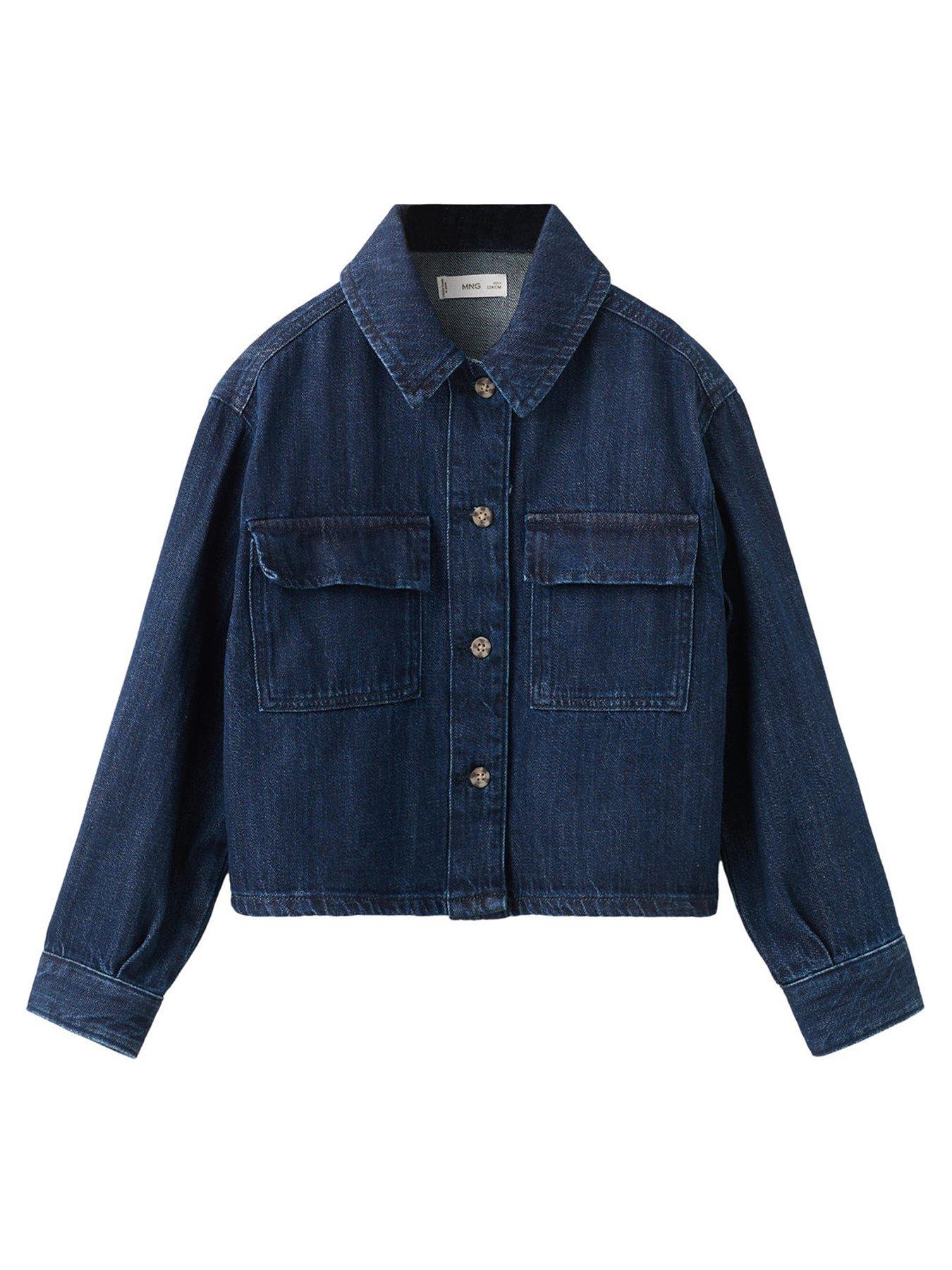 Mango Girls Double Pocket Co-ord Denim Jacket - Dark Blue