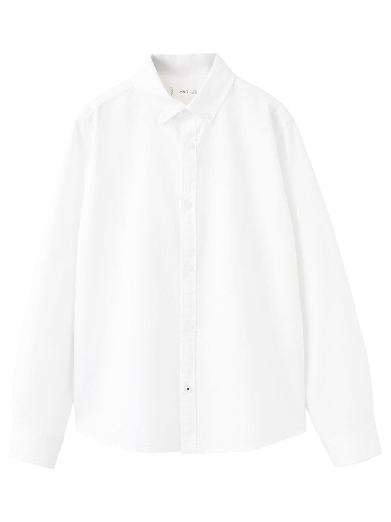 Mango Boys Long Sleeve Oxford Shirt - White