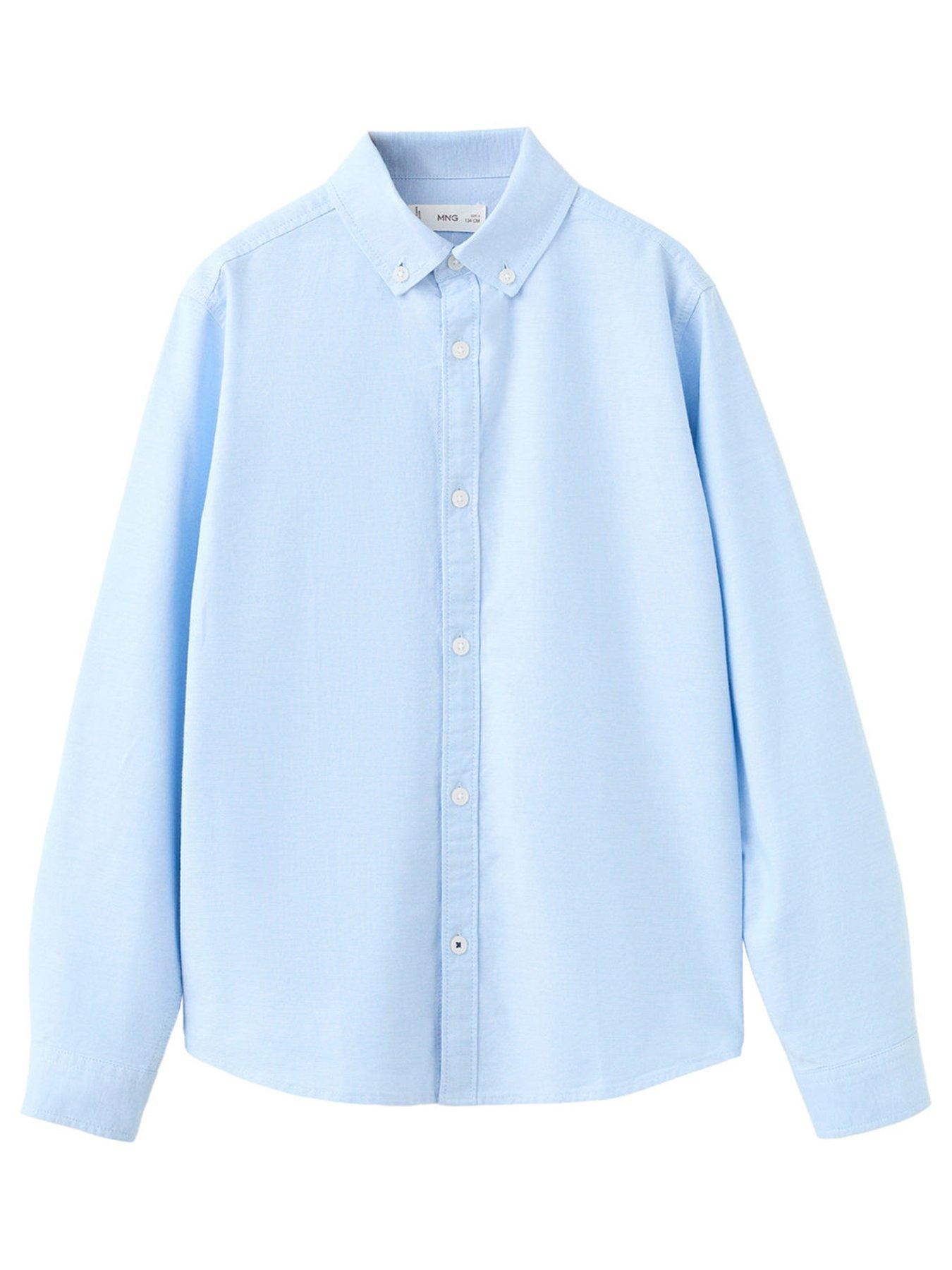 Mango Boys Long Sleeve Oxford Shirt - Blue