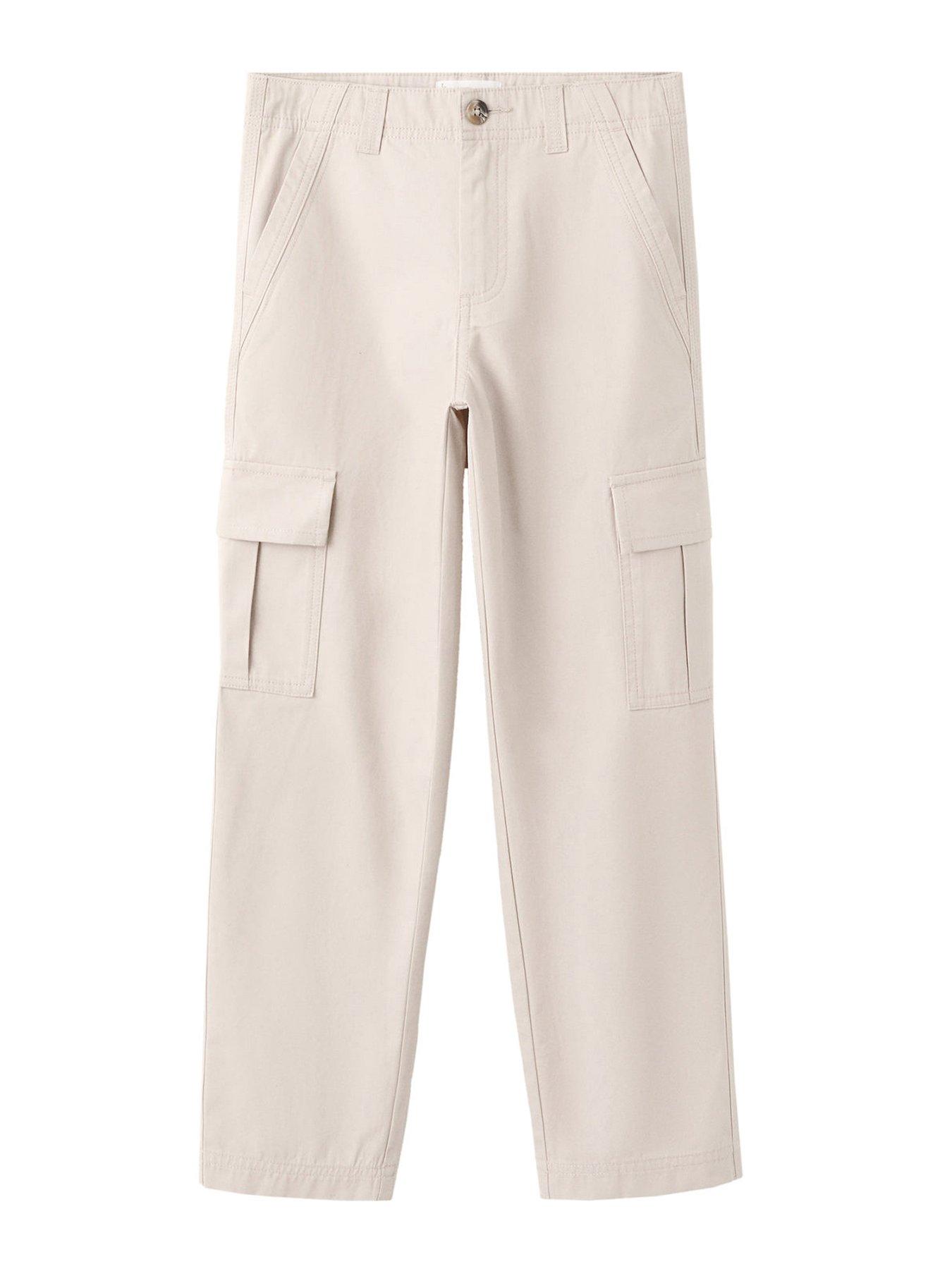 Mango Boys Wide Fit Combat Trousers, Light Beige, Size 13-14 Years