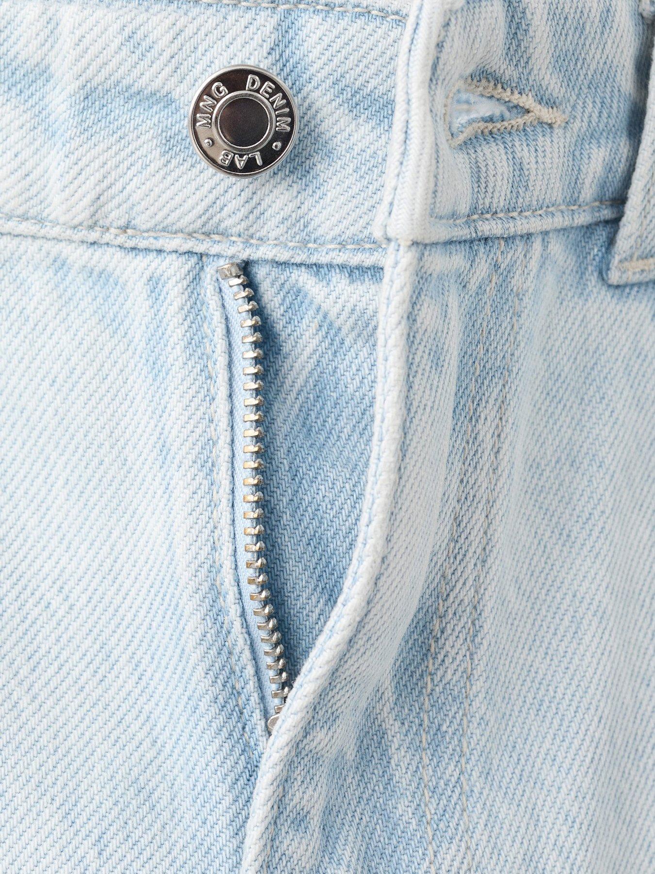Image 5 of 5 of Mango Girls Star Patch Wide Leg Jeans - Light Blue