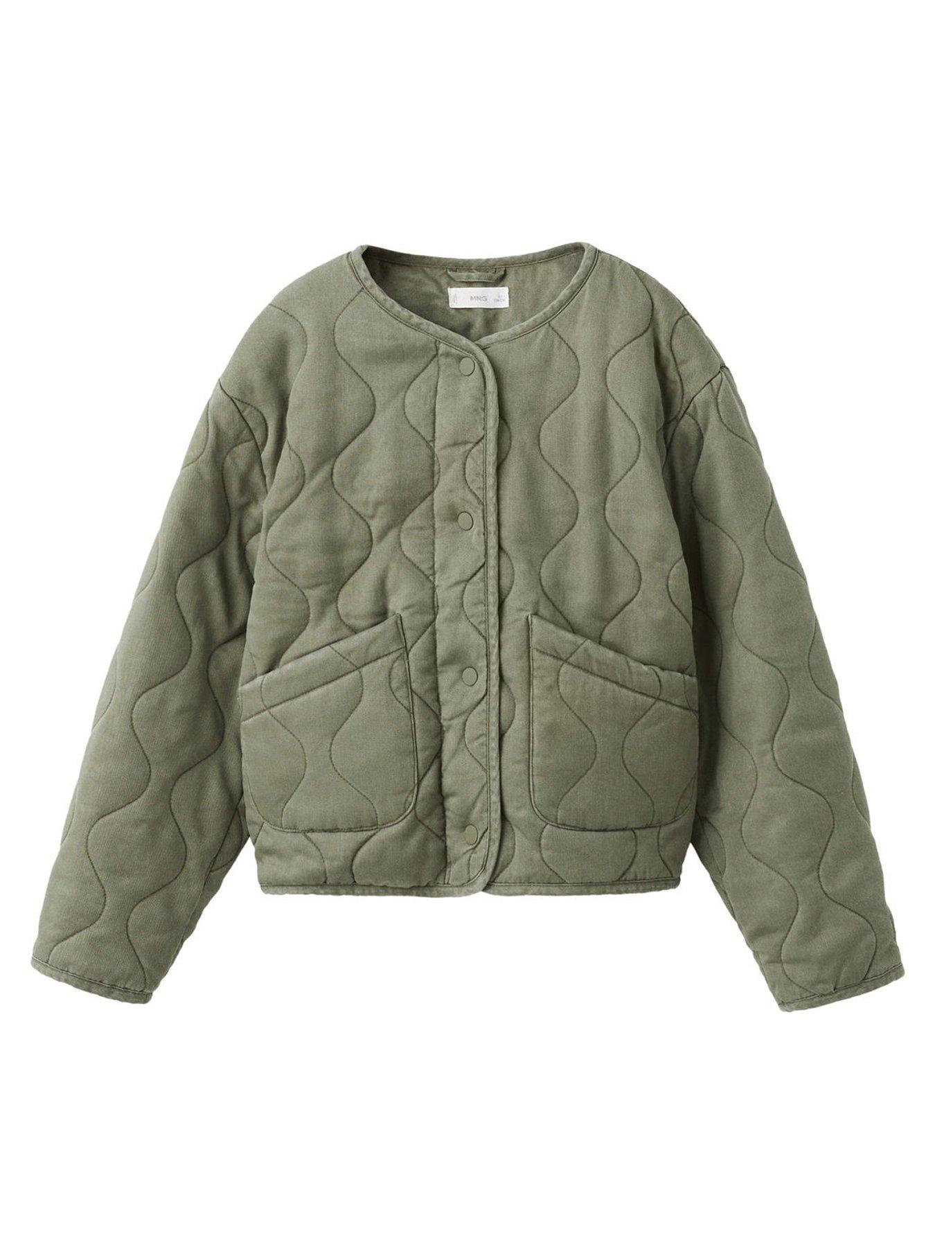 Mango Girls Quilted Washed Jacket - Khaki