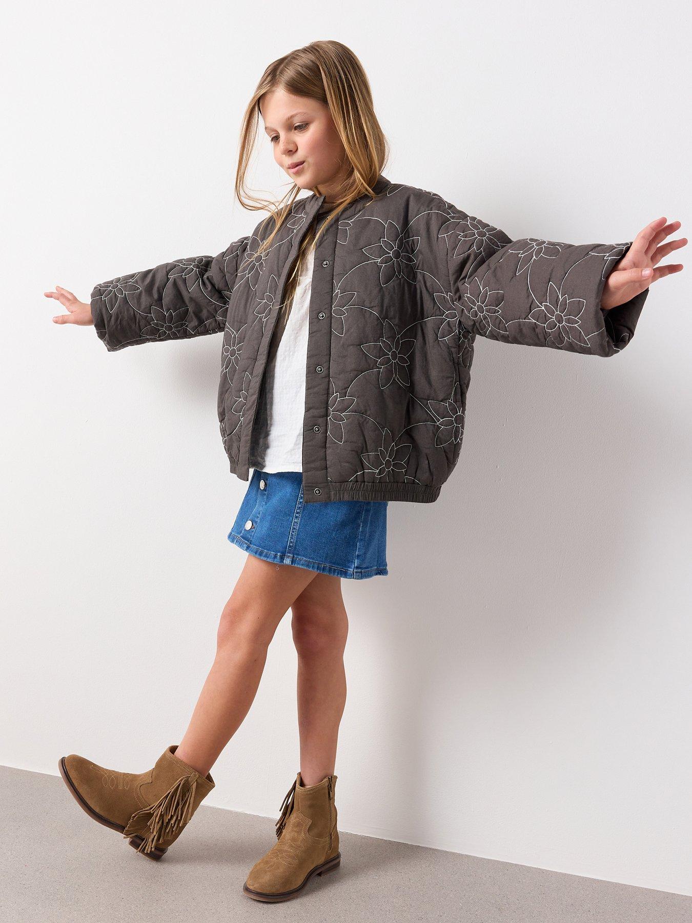 Mango Girls Button Up Denim Skirt, Blue, Size Age: 9 Years