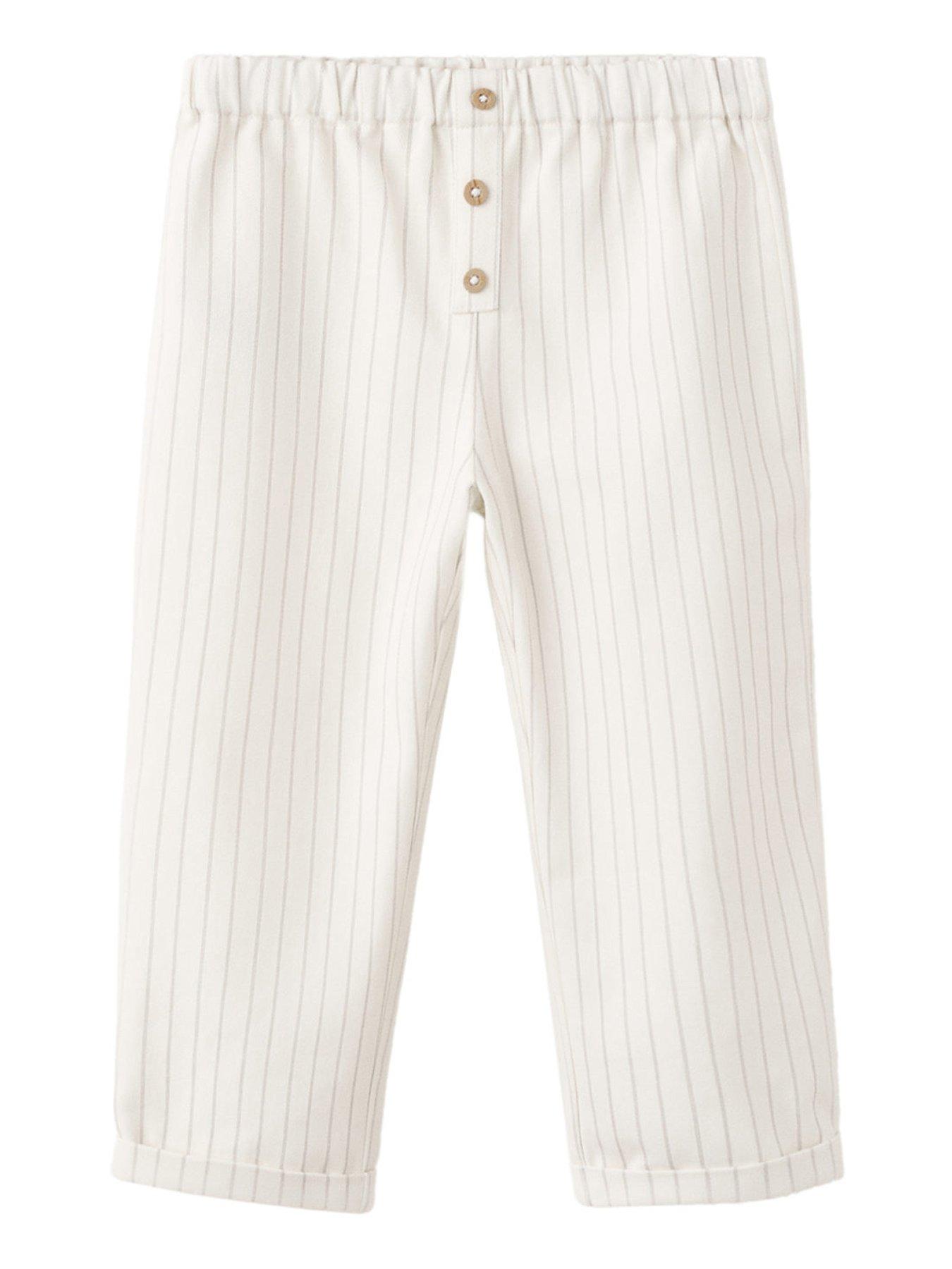 Mango Baby Boys Striped Trousers - Light Cream