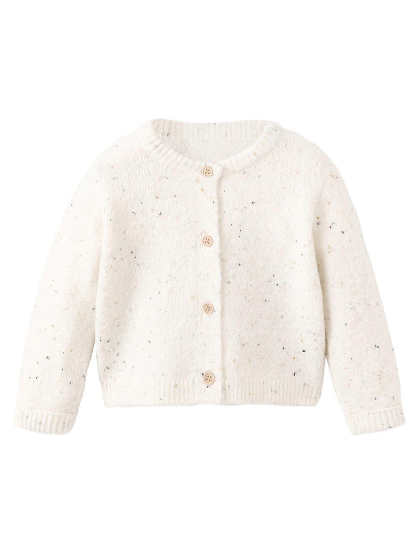 Mango Baby Girls Nep Yarn Knitted Cardigan - Cream