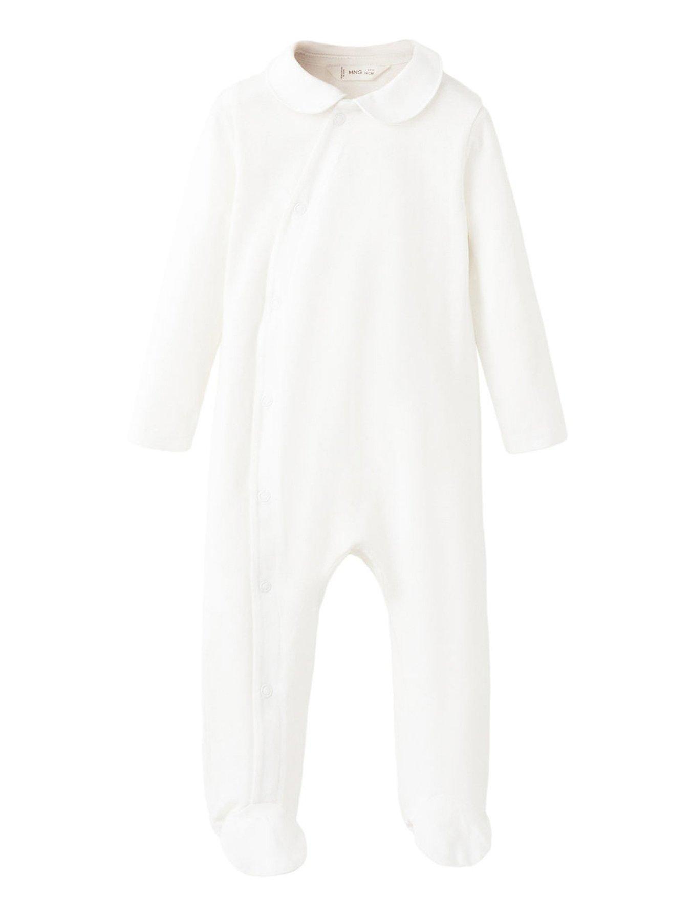 Mango Baby Unisex Collared Sleepsuit - Light Cream