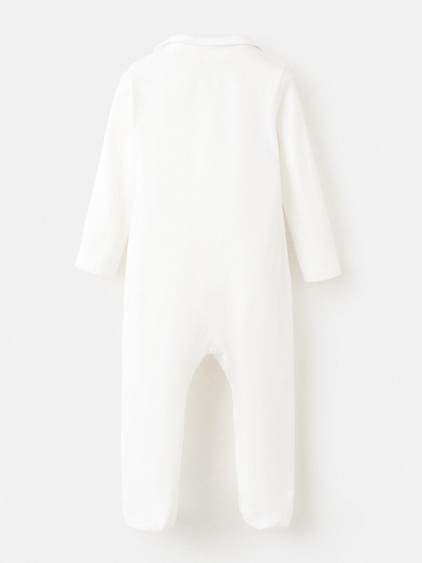 Image 2 of 4 of Mango Baby Unisex Collared Sleepsuit - Light Cream