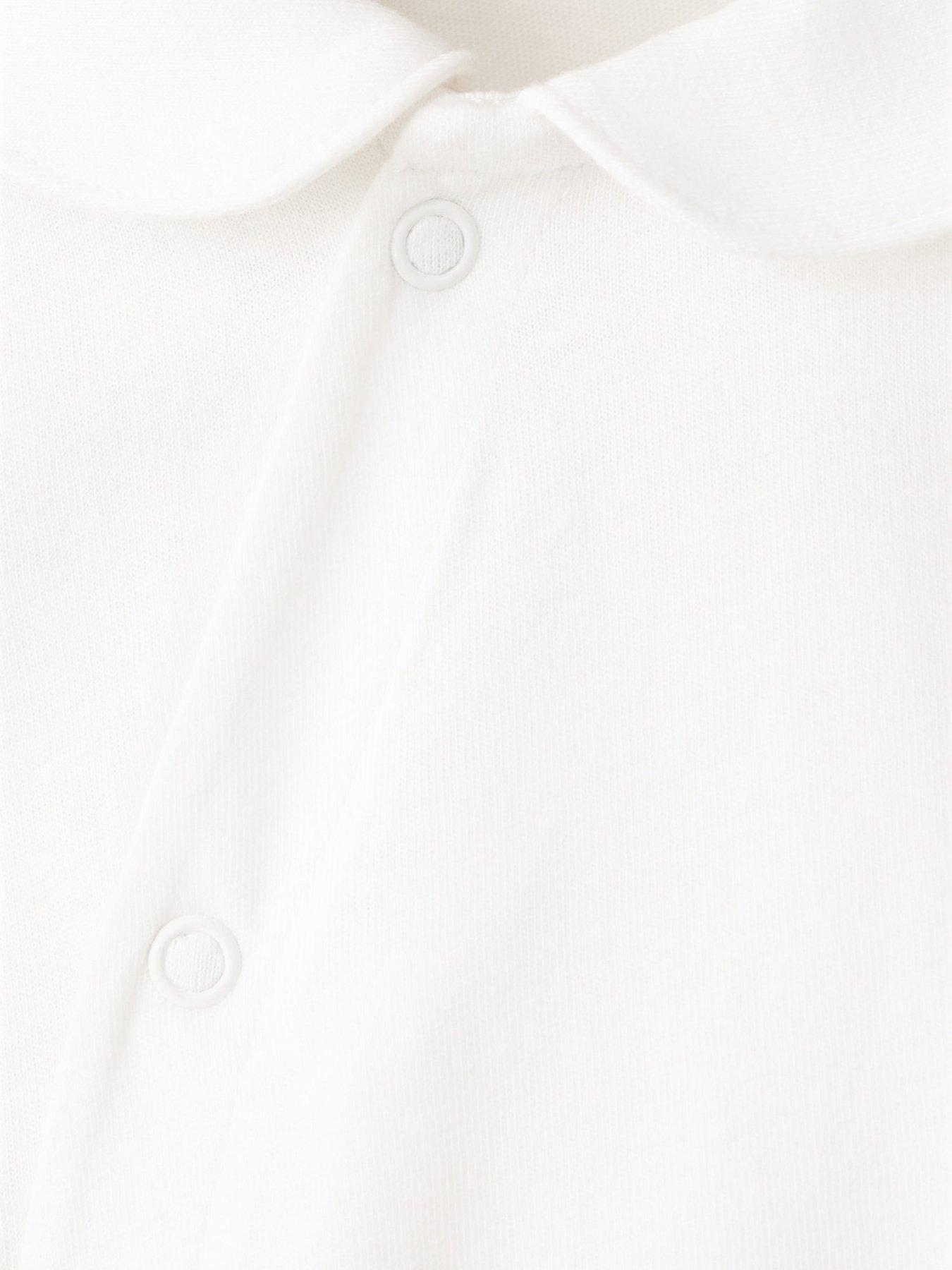 Image 4 of 4 of Mango Baby Unisex Collared Sleepsuit - Light Cream