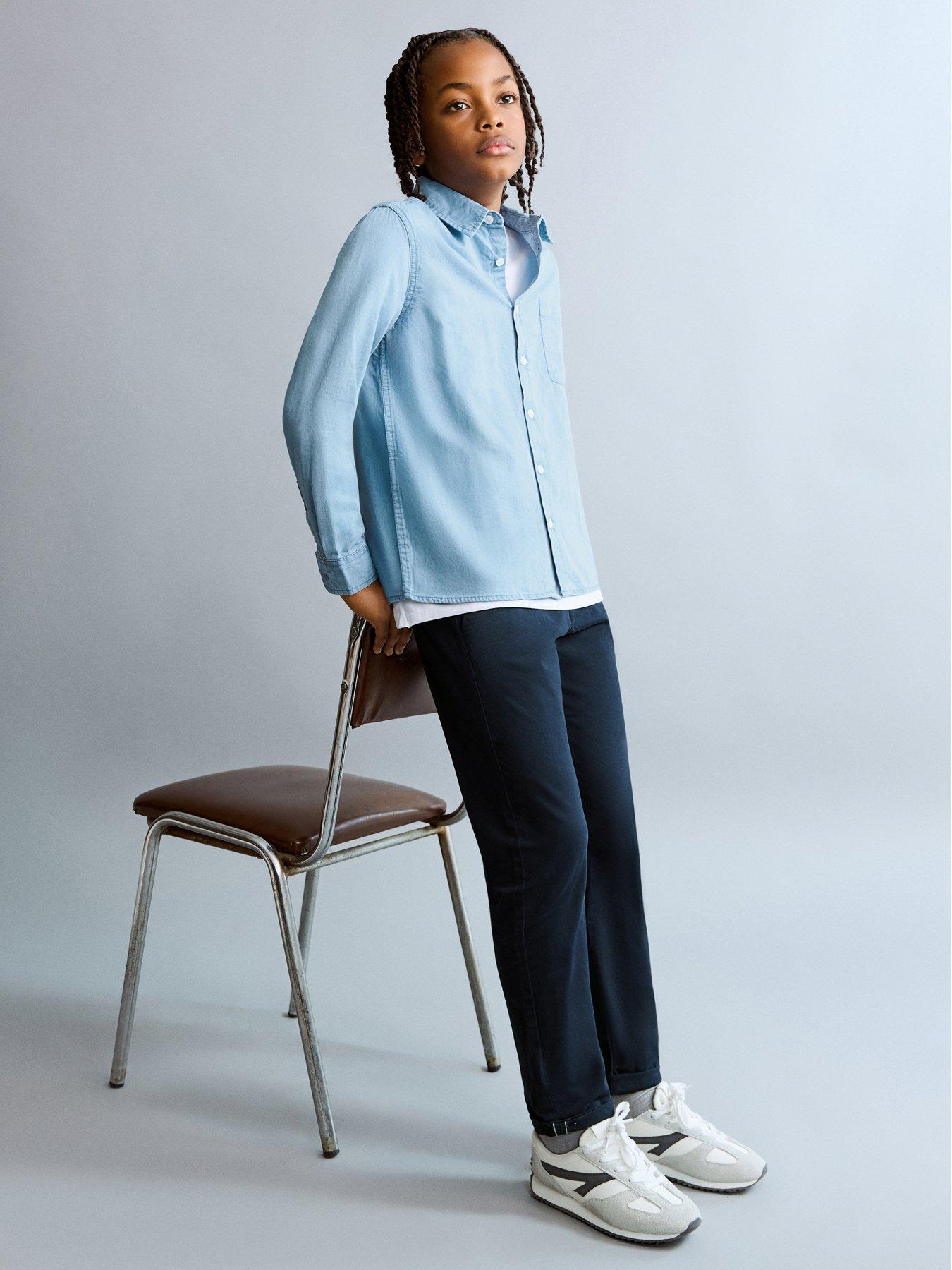 Mango Boys Straight Fit Chinos - Navy