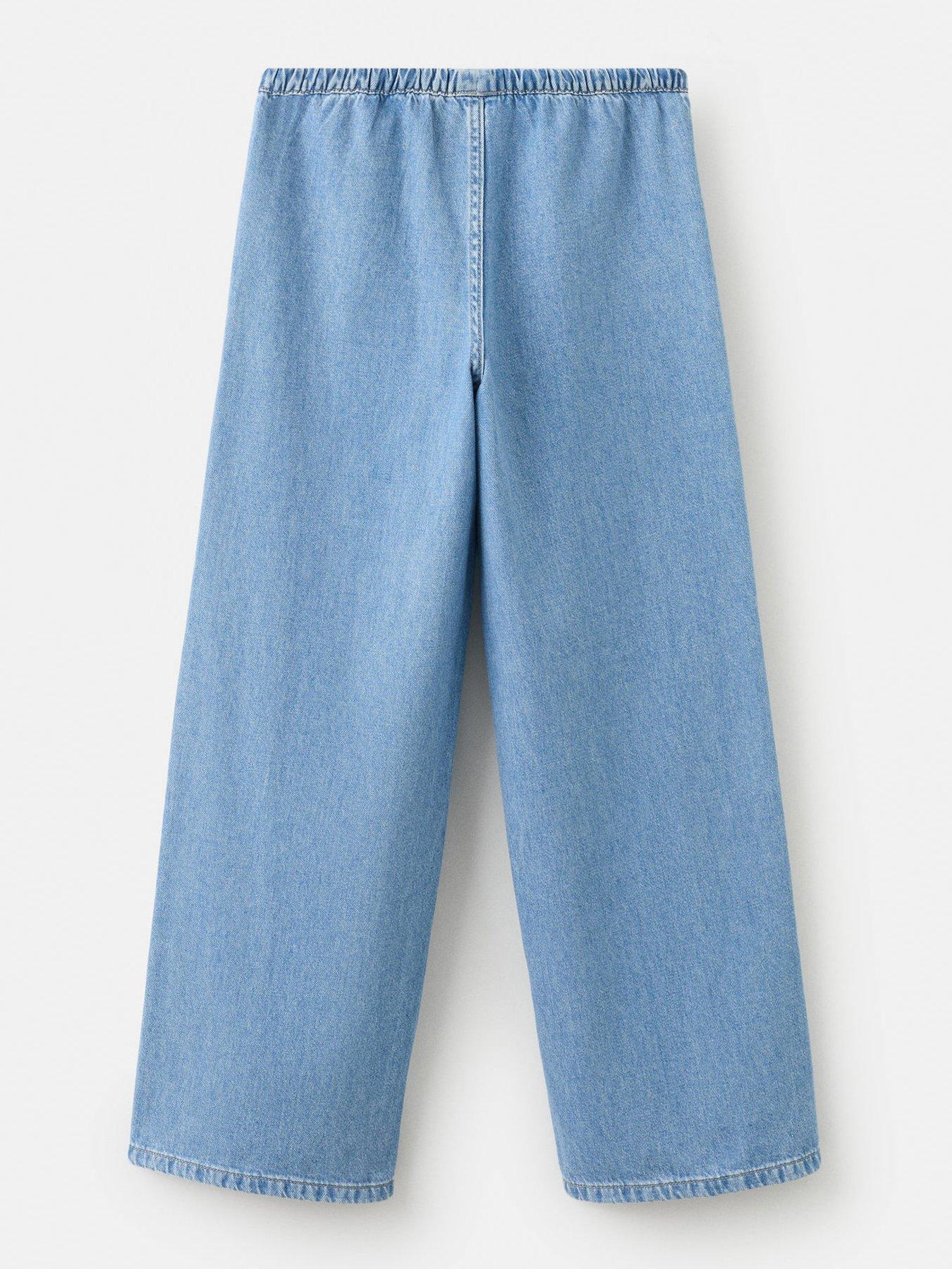 Image 2 of 4 of Mango Girls Relaxed Fit Drawstring Denim Jeans - Blue