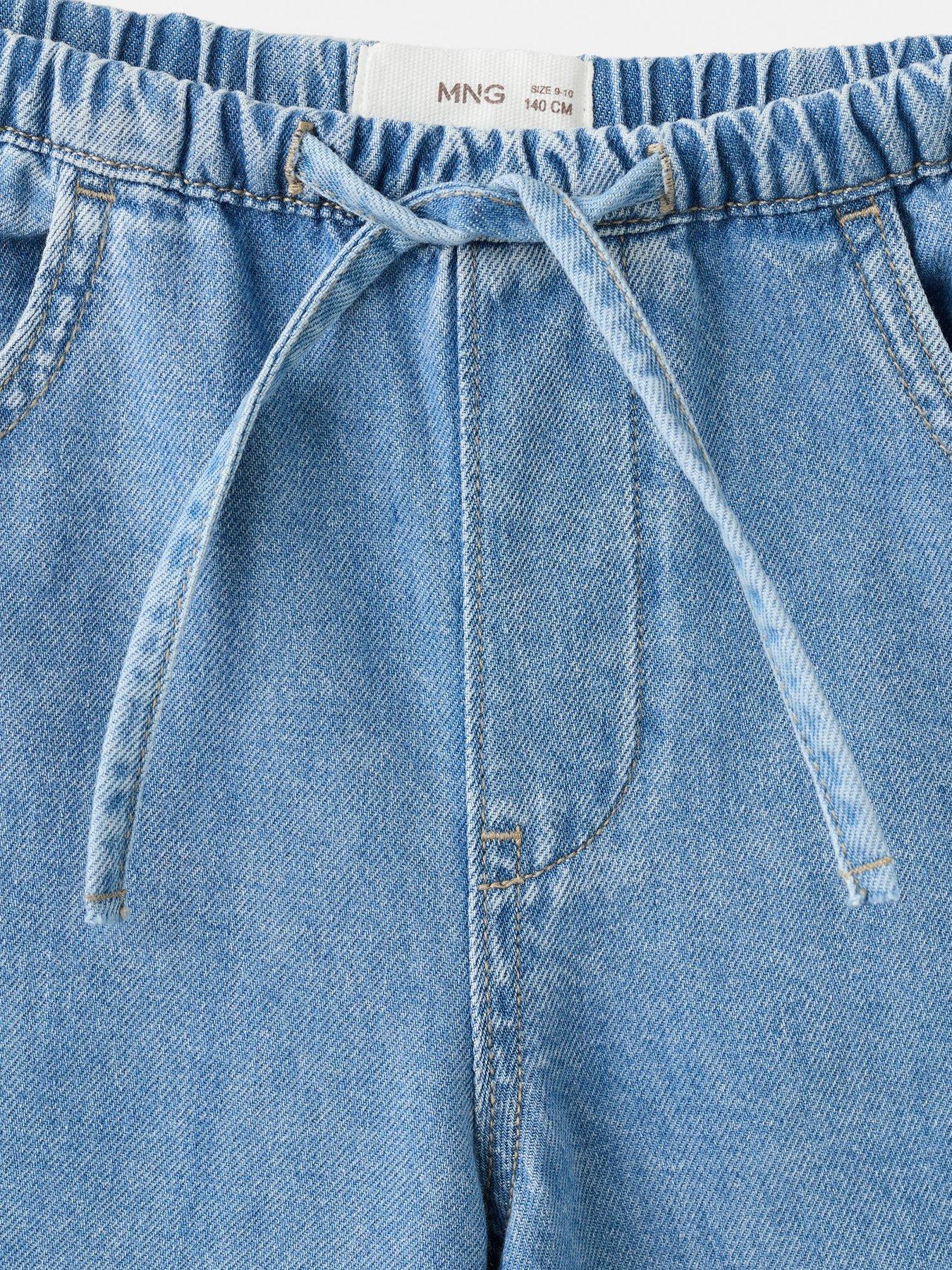 Image 4 of 4 of Mango Girls Relaxed Fit Drawstring Denim Jeans - Blue
