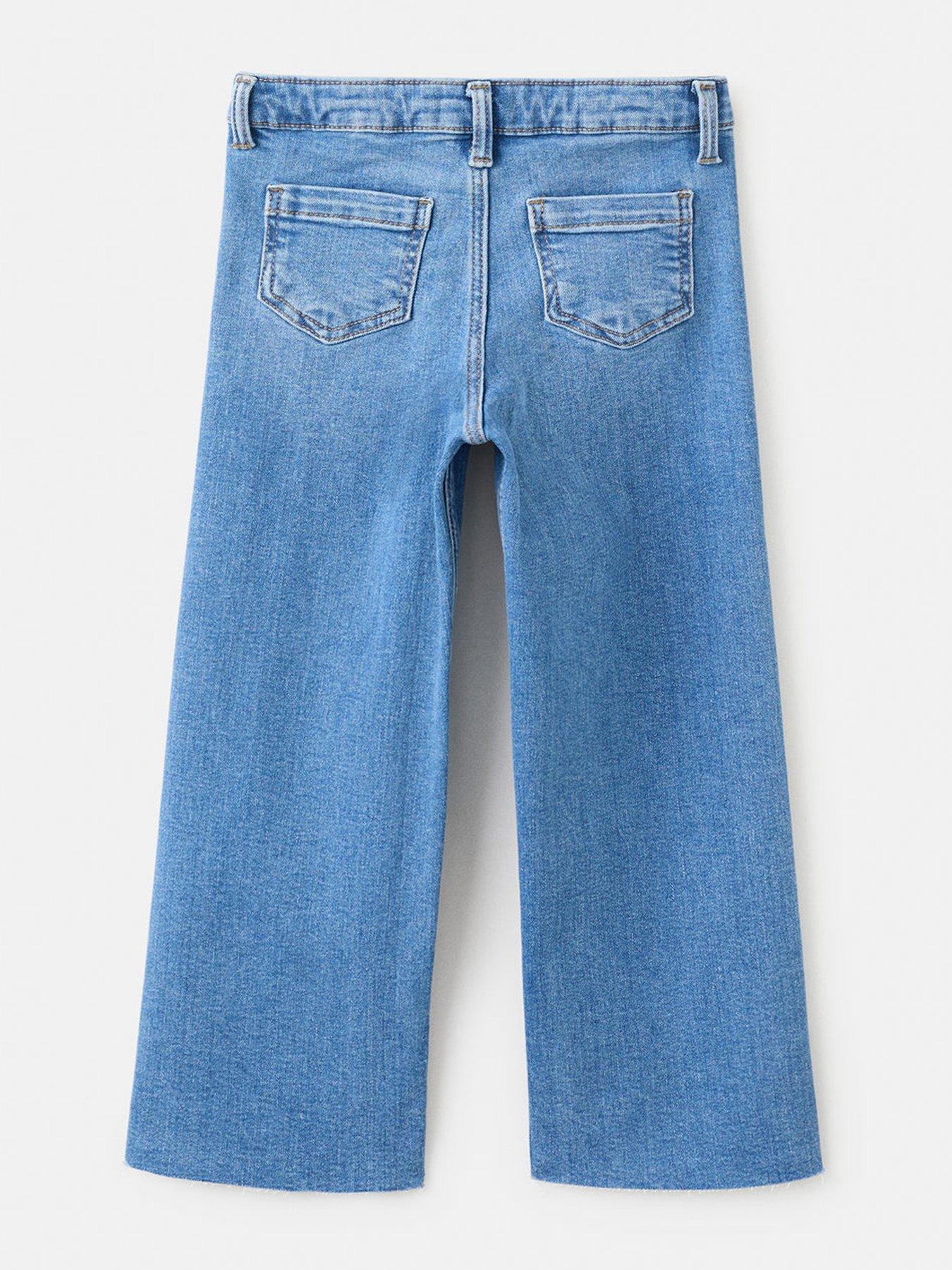 Image 2 of 4 of Mango Younger Girls Wideleg Seamless Jeans - Blue
