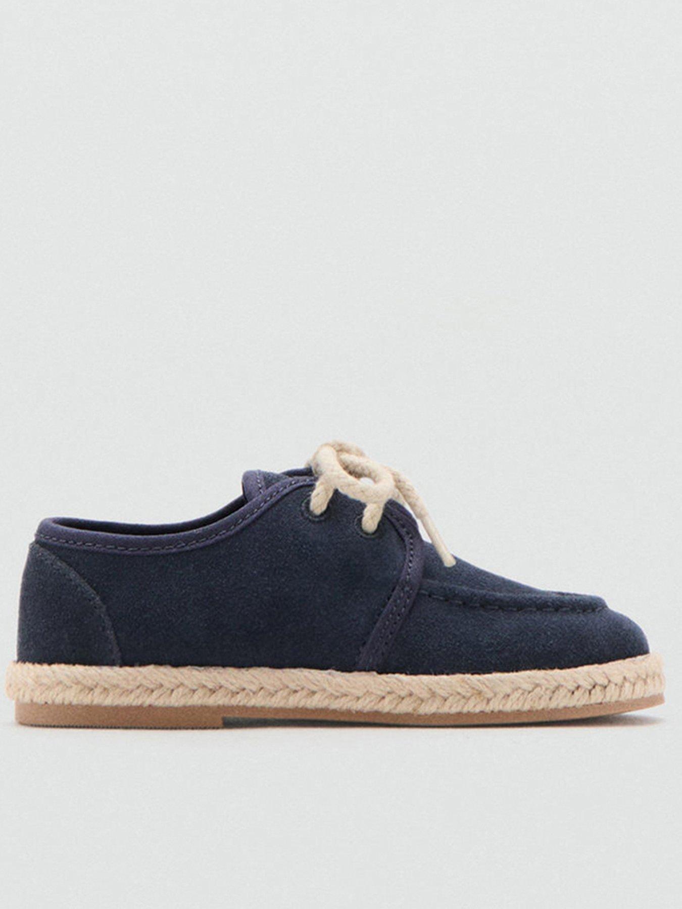 Mango Younger Boys Leather Espadrille Shoes, Blue, Size 4.5 Younger