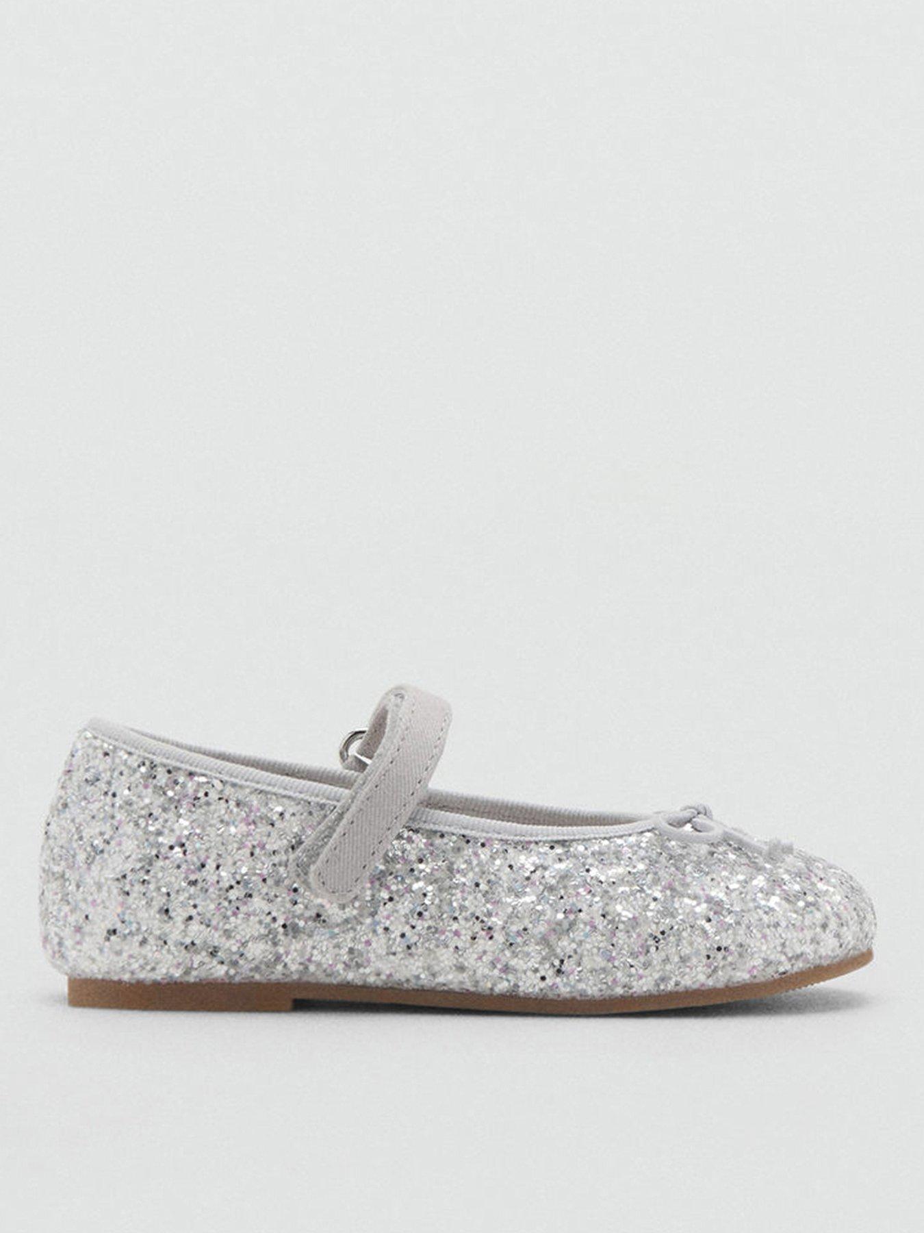 Mango Younger Girls Sequin Glitter Mary Jane Shoes - Silver