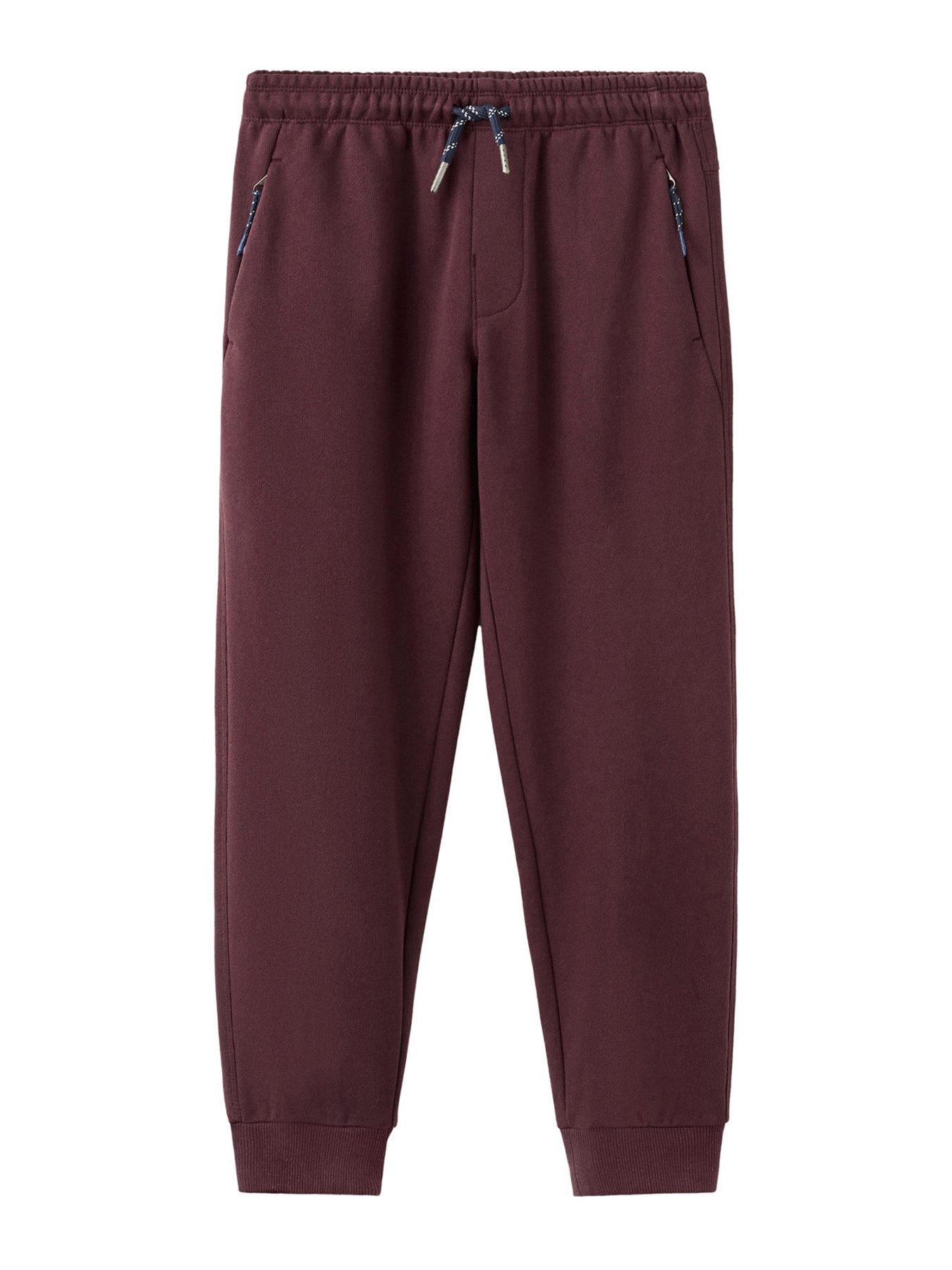 Mango Boys Cuffed Joggers With Zip Pockets, Dark Red, Size 7 Years