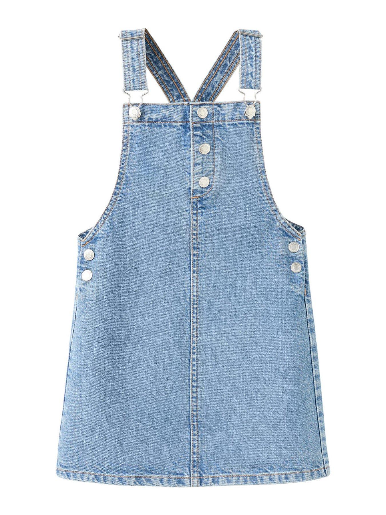 Mango Girls Denim Dungaree Dress - Blue
