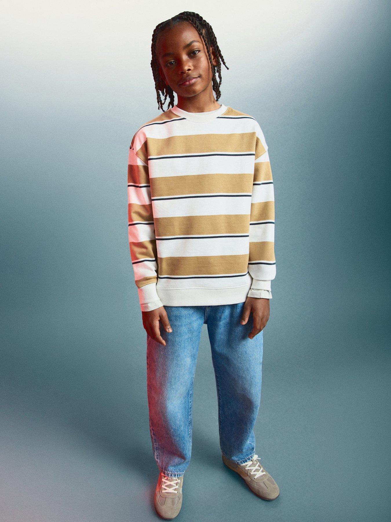 Mango Boys Stripe Sweatshirt, Yellow, Size 13-14 Years