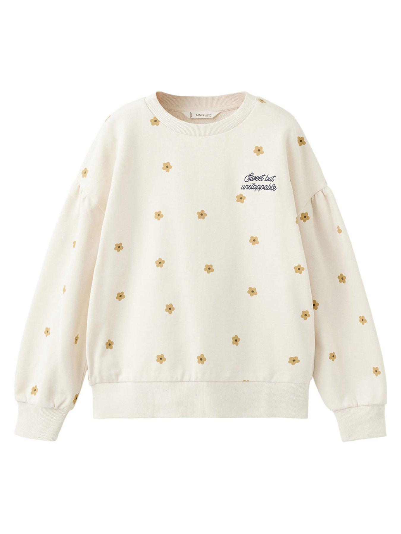 Mango Girls Sweet Daisy Sweatshirt - Light Cream