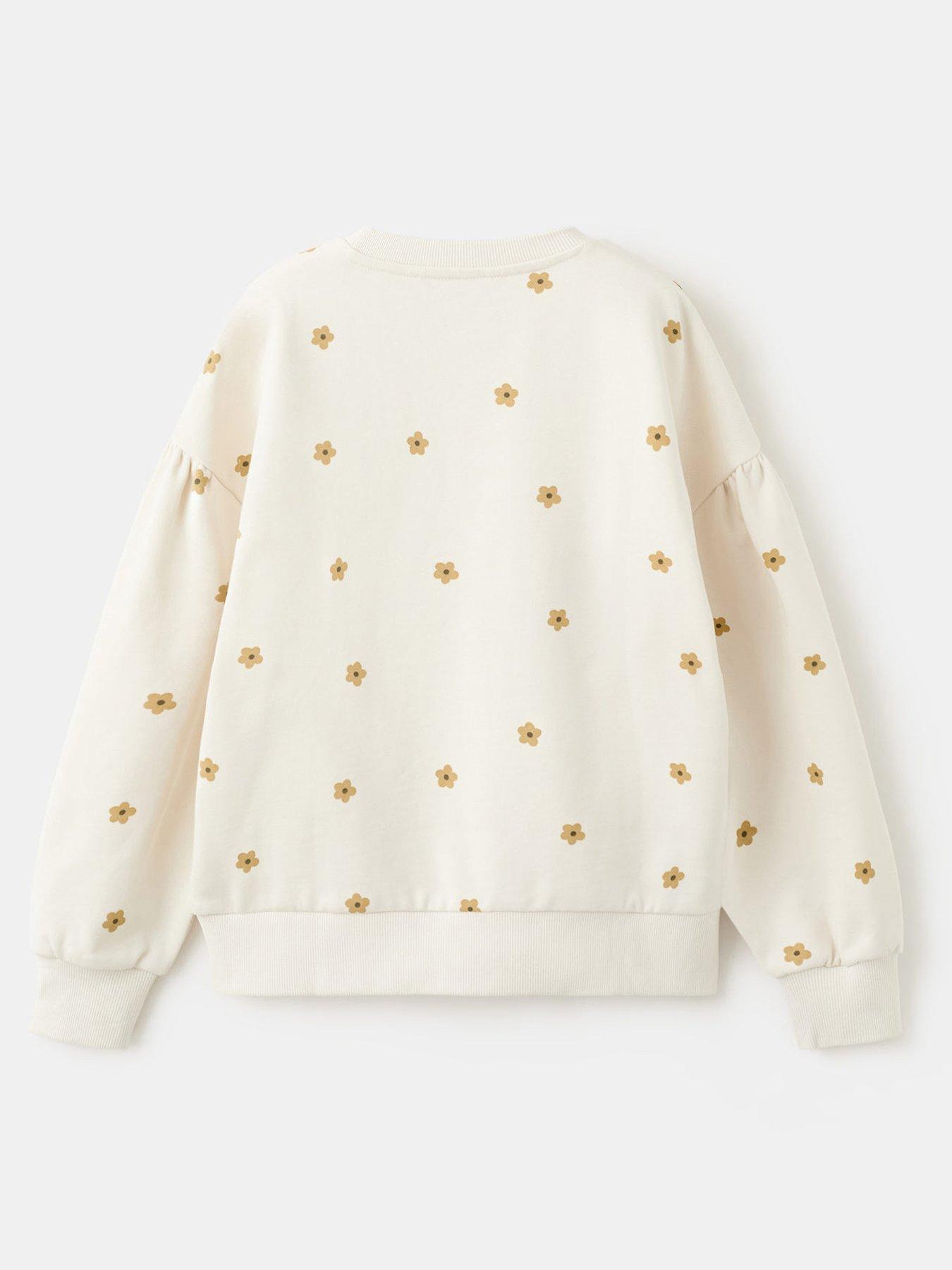 Image 2 of 4 of Mango Girls Sweet Daisy Sweatshirt - Light Cream