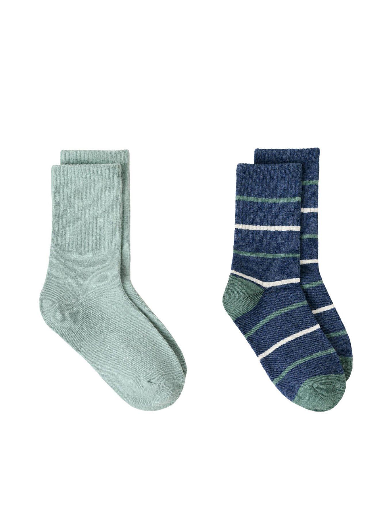 Image 1 of 3 of Mango Boys Ribbed Crew Socks - Aqua