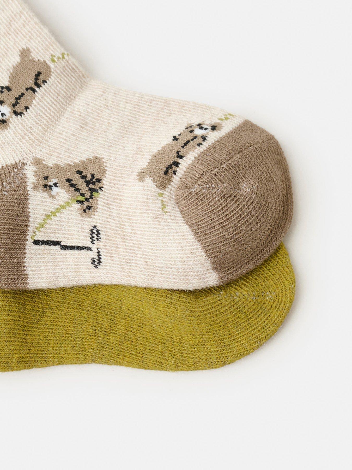 Image 3 of 4 of Mango Younger Boys 2 Pack Bear Socks - Bright Green