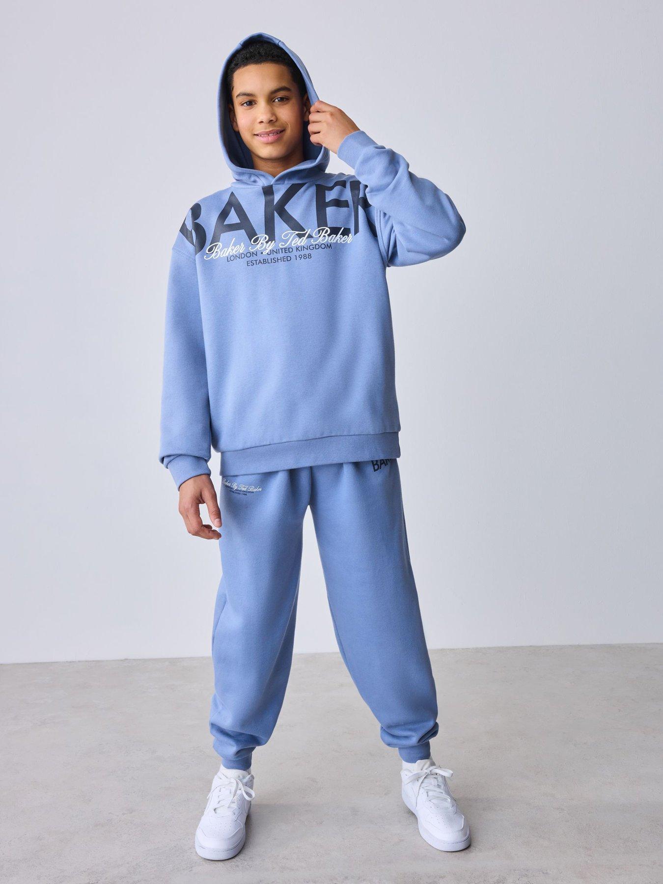 Ted Baker: Older Boys Graphic Logo Hoodie Set - Blue