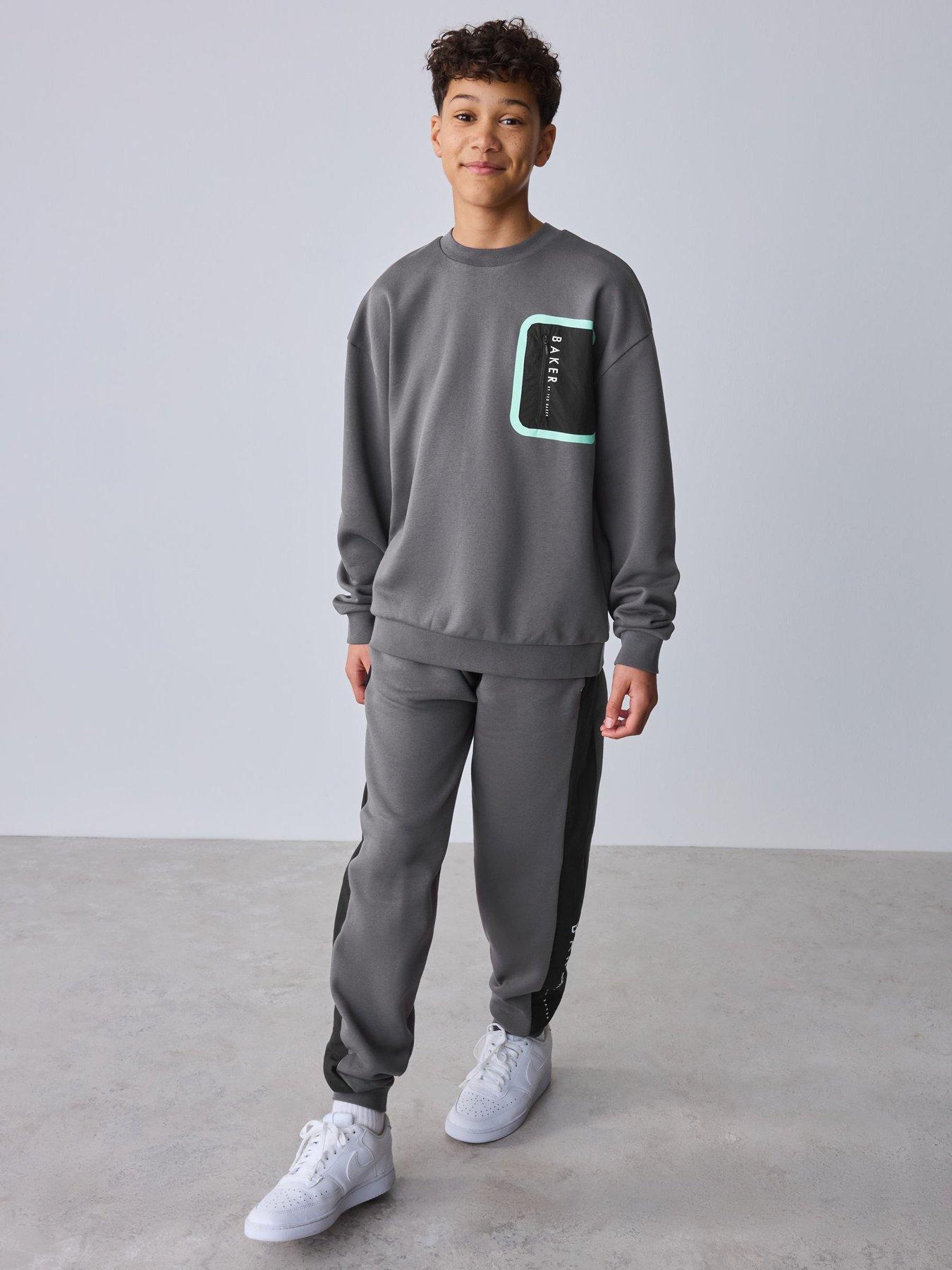 Image 1 of 7 of Ted Baker Boys Long Sleeve Sweatshirt &amp; Joggers Set - Grey