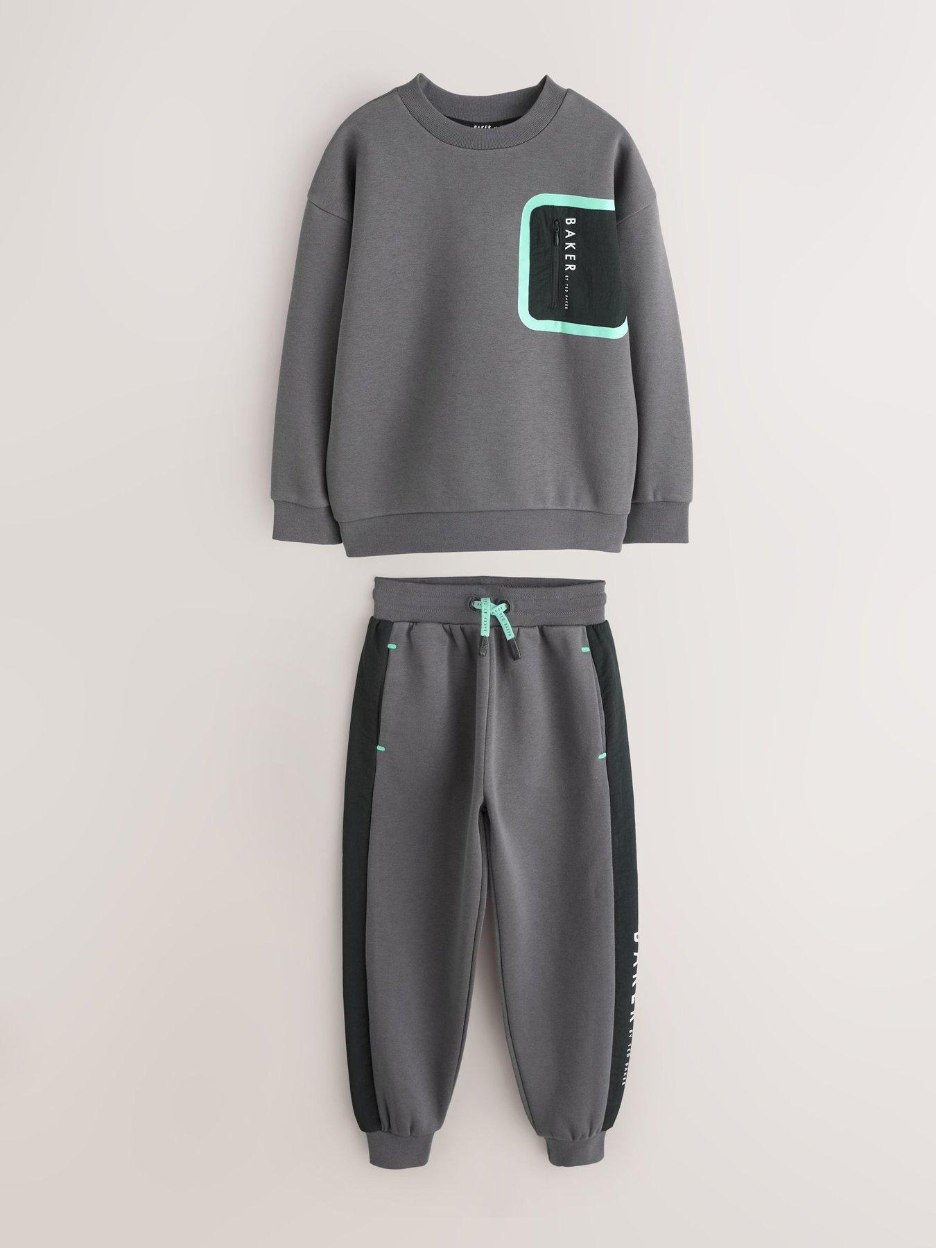 Image 5 of 7 of Ted Baker Boys Long Sleeve Sweatshirt &amp; Joggers Set - Grey