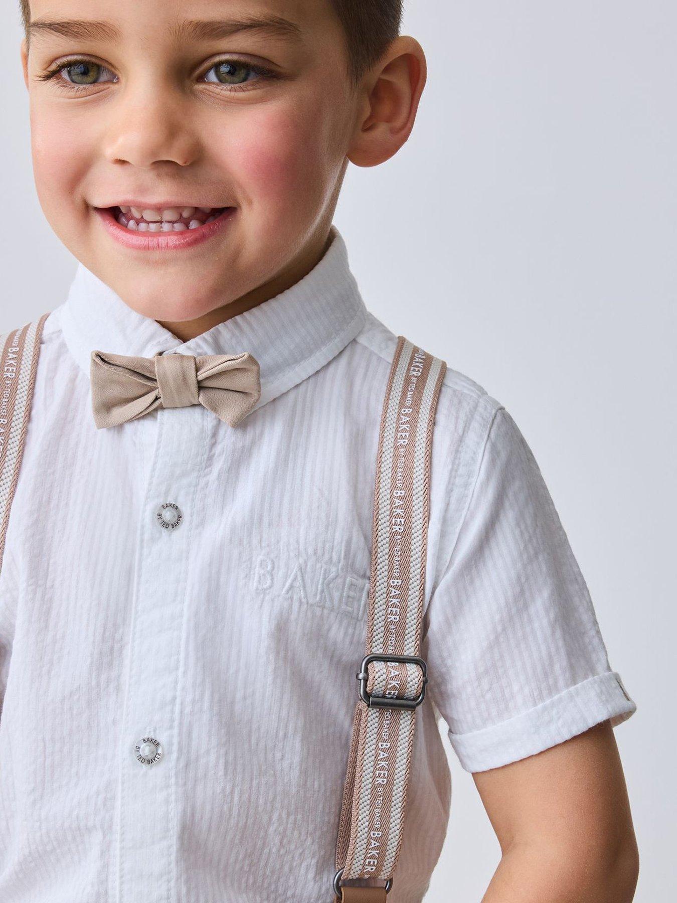 Image 2 of 6 of Ted Baker Younger Boys Brace Shirt Short Set - Beige