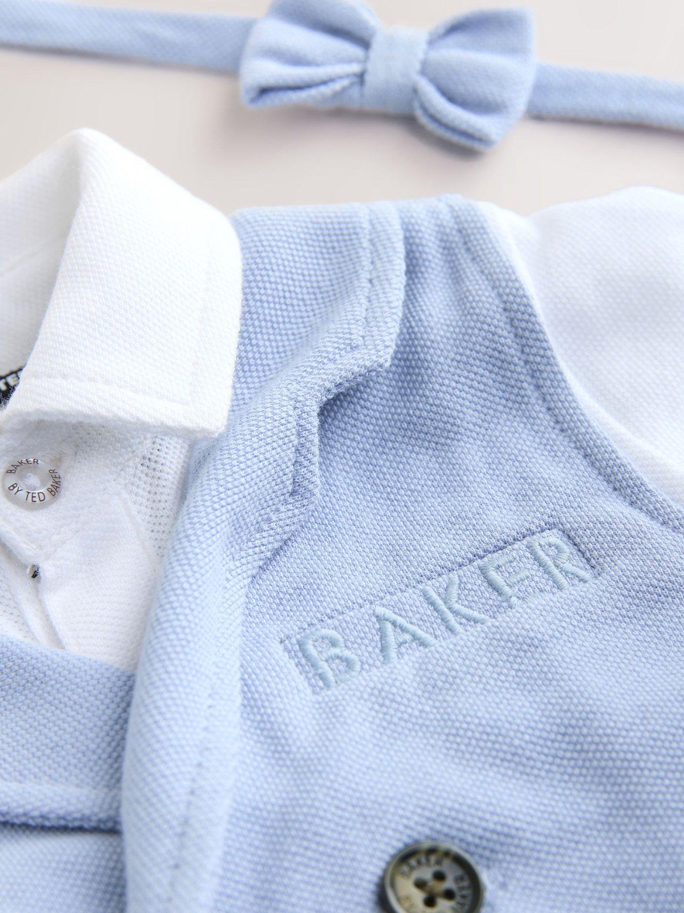 Image 3 of 5 of Ted Baker Baby Boys Shirt Waistcoat and Shorts Mock Set - Blue