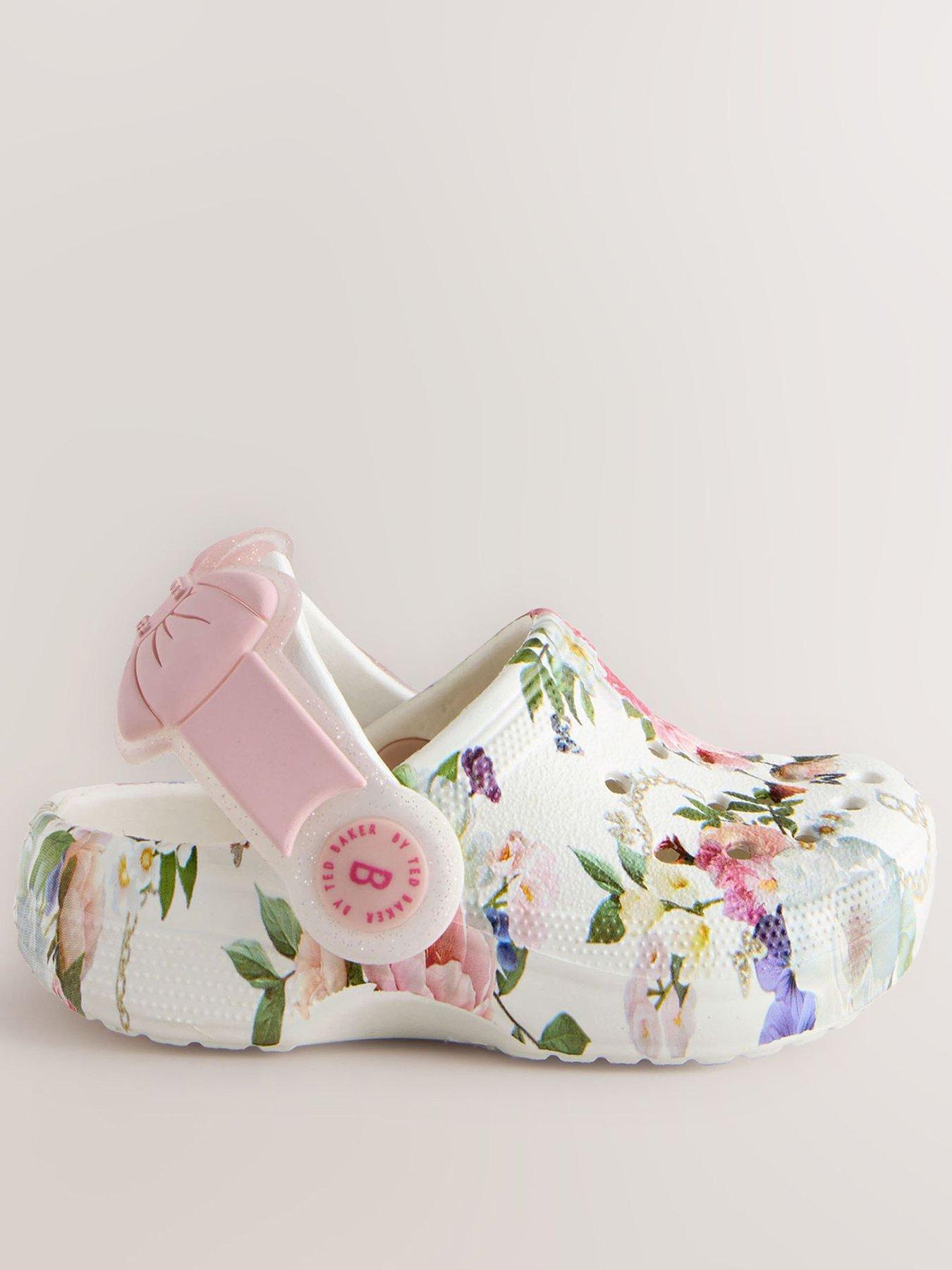 Ted Baker Baby Girls Floral Bow Clog Shoes - White Multi