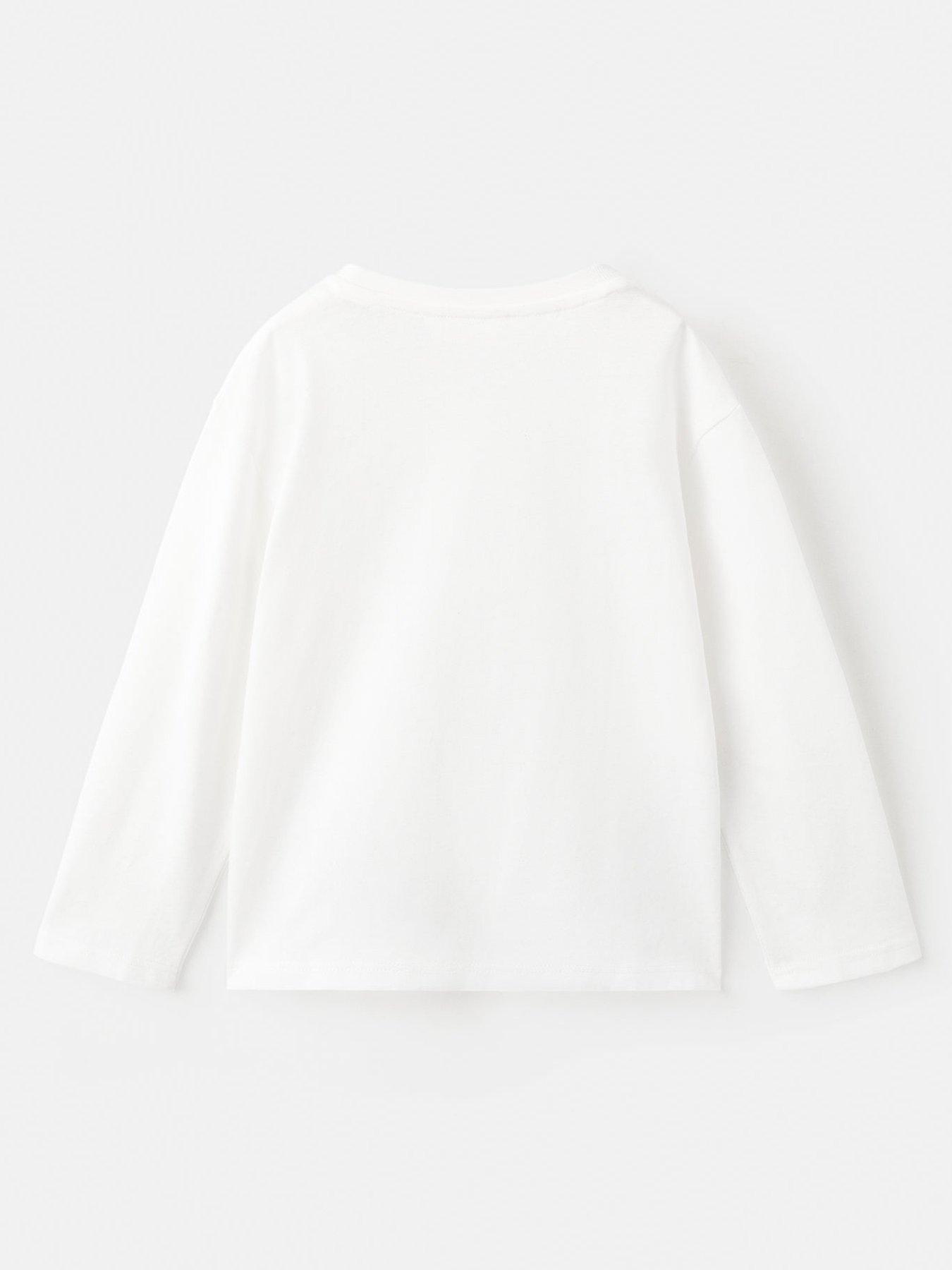 Image 3 of 5 of Mango Younger Girls Flower Badge Long Sleeve T-Shirt - Light Cream