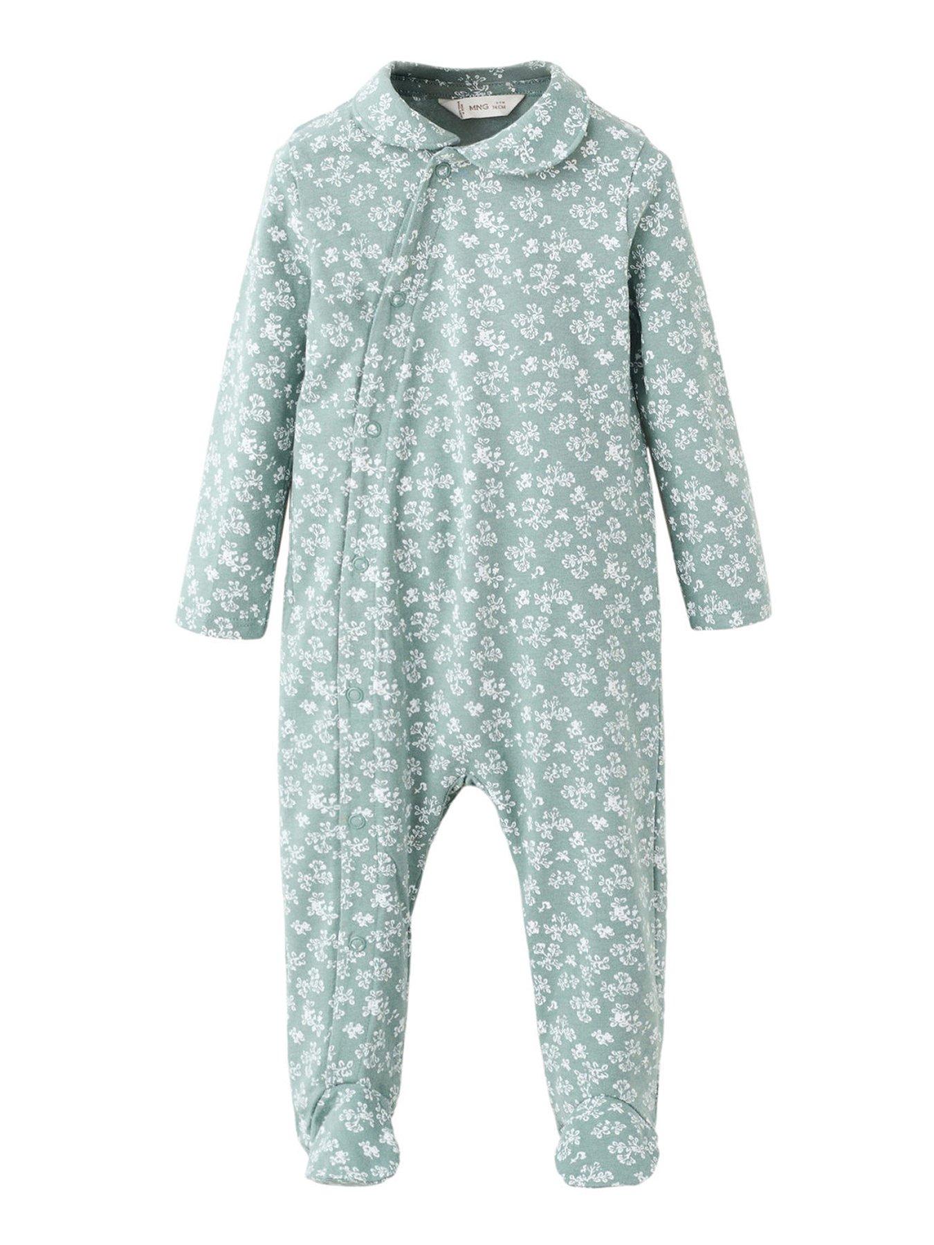 Image 1 of 4 of Mango Baby Girls Printed Sleepsuit - Green