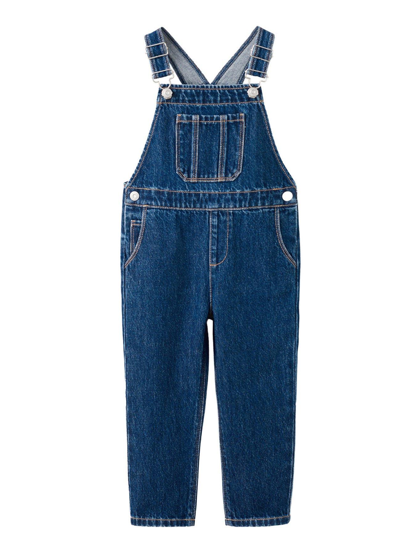 Mango Younger Boys Denim Dungarees - Dark Blue